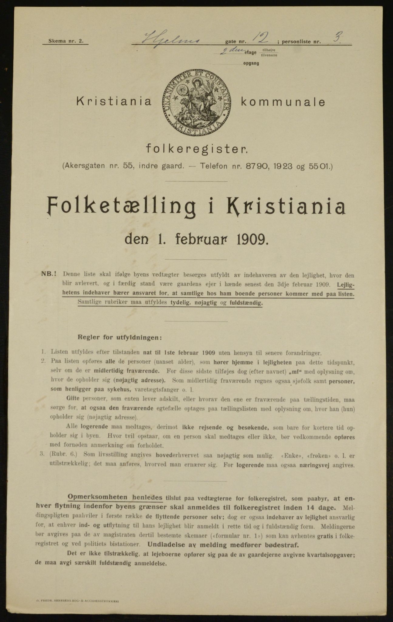 OBA, Municipal Census 1909 for Kristiania, 1909, p. 36476