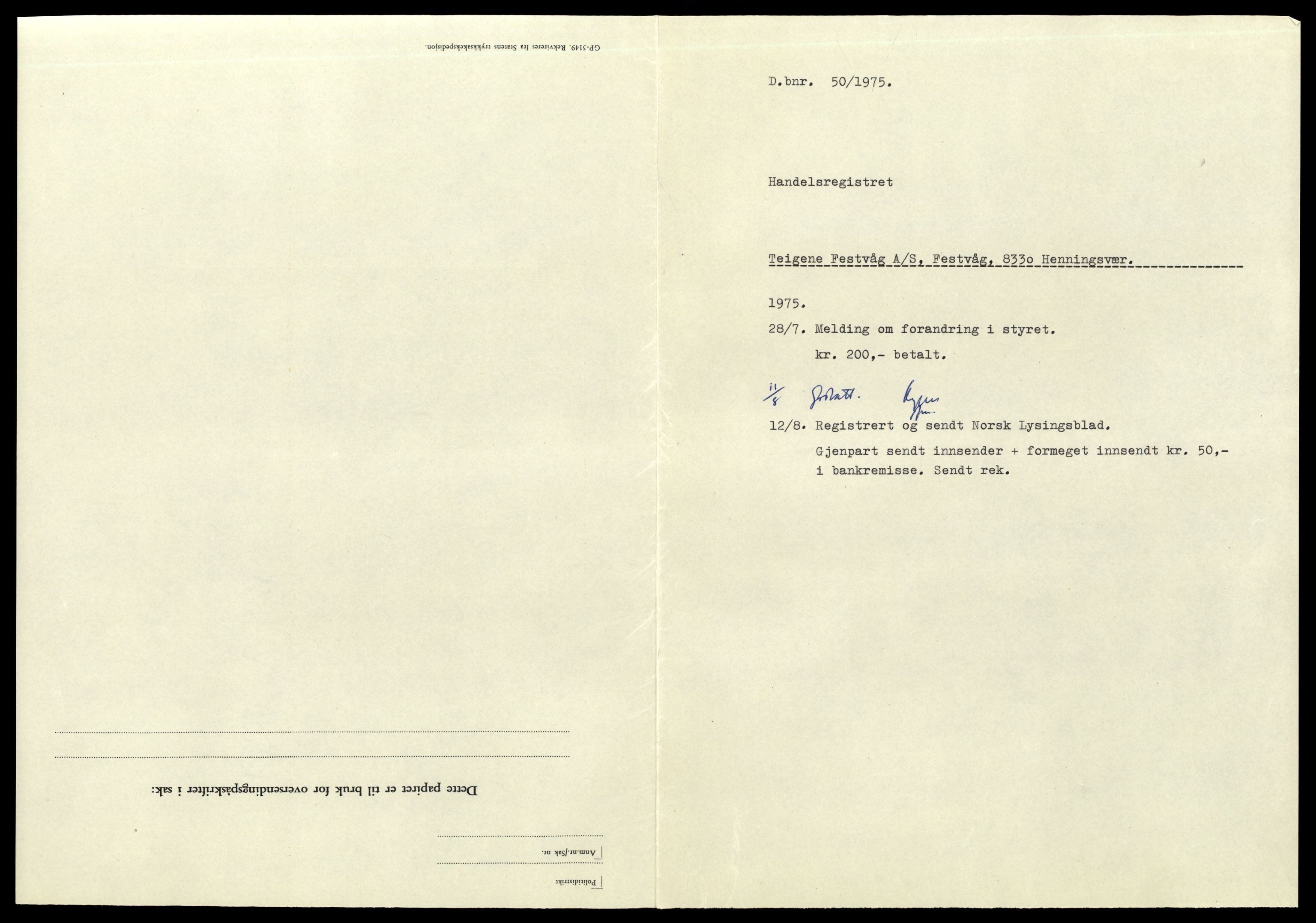 Lofoten sorenskriveri, AV/SAT-A-0017/2/J/Jd/Jdc/L0021: Bilag, T-V, 1944-1990, p. 1