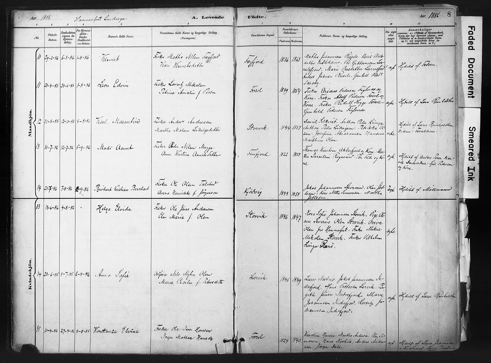 Hammerfest sokneprestkontor, AV/SATØ-S-1347/H/Ha/L0011.kirke: Parish register (official) no. 11 /1, 1885-1897, p. 8