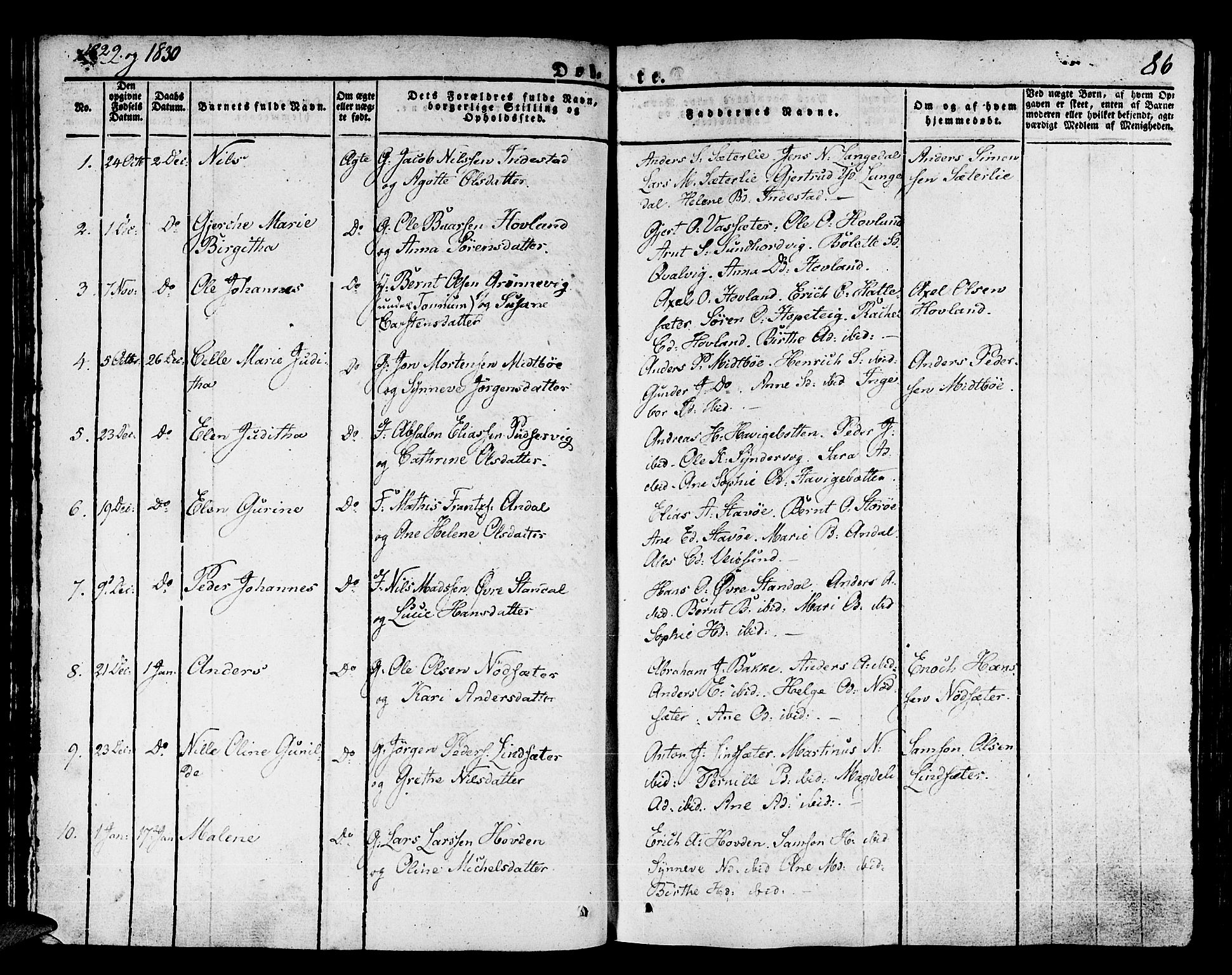 Kinn sokneprestembete, SAB/A-80801/H/Haa/Haaa/L0004/0001: Parish register (official) no. A 4I, 1822-1840, p. 86