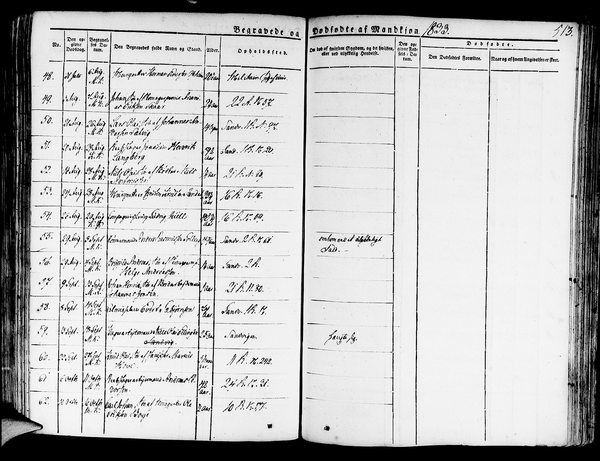 Korskirken sokneprestembete, AV/SAB-A-76101/H/Haa/L0014: Parish register (official) no. A 14, 1823-1835, p. 513