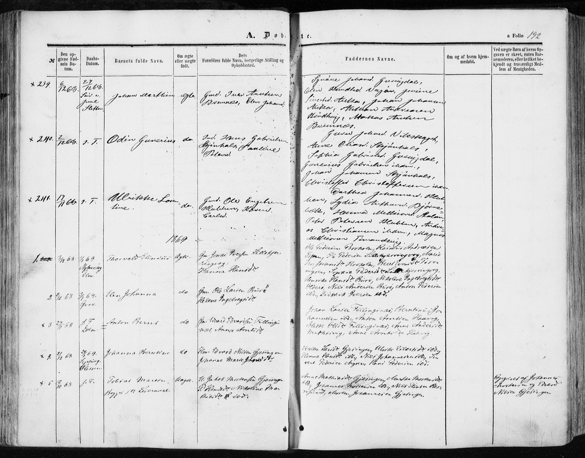 Ministerialprotokoller, klokkerbøker og fødselsregistre - Sør-Trøndelag, SAT/A-1456/634/L0531: Parish register (official) no. 634A07, 1861-1870, p. 192