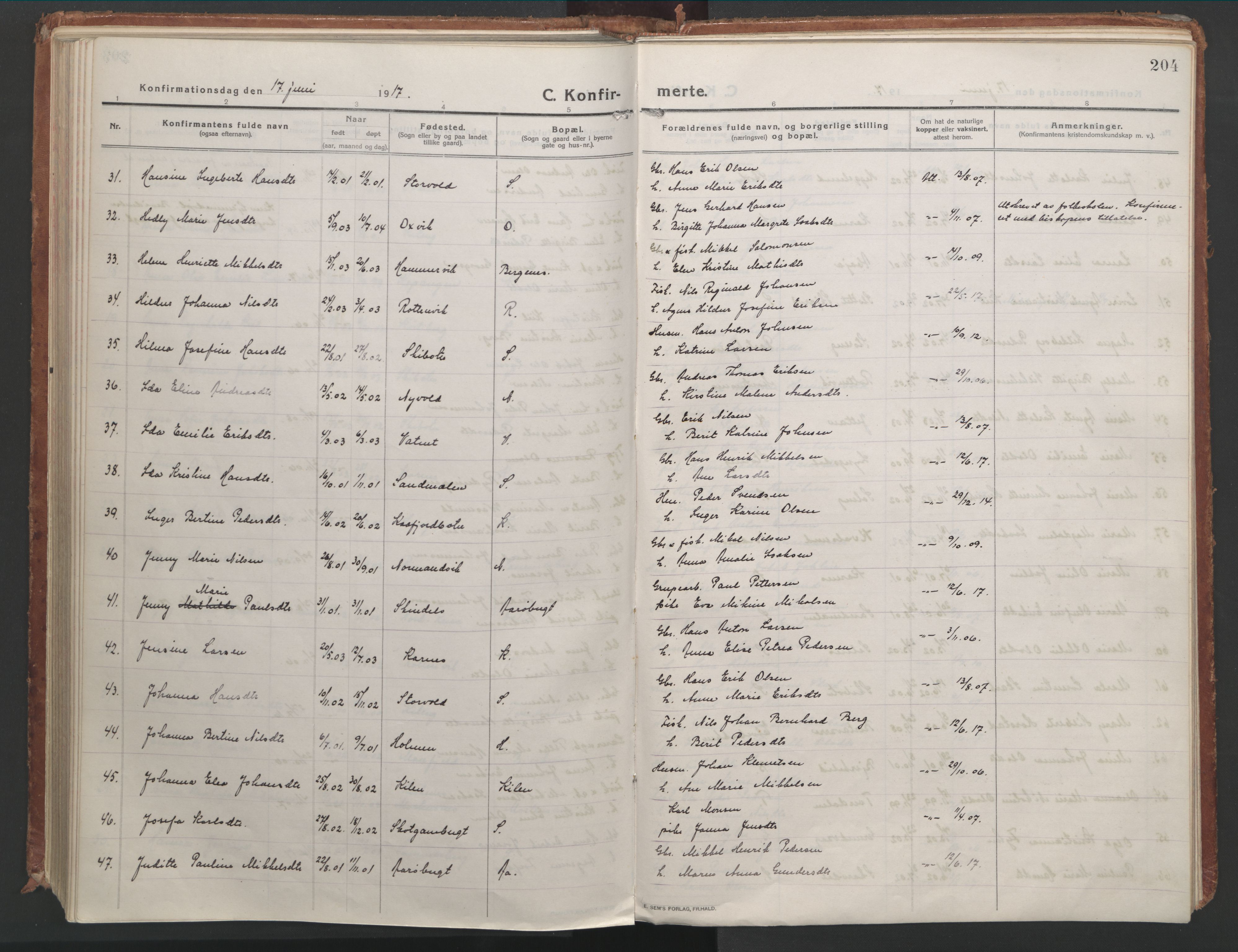 Lyngen sokneprestembete, AV/SATØ-S-1289/H/He/Hea/L0012kirke: Parish register (official) no. 12, 1914-1923, p. 204