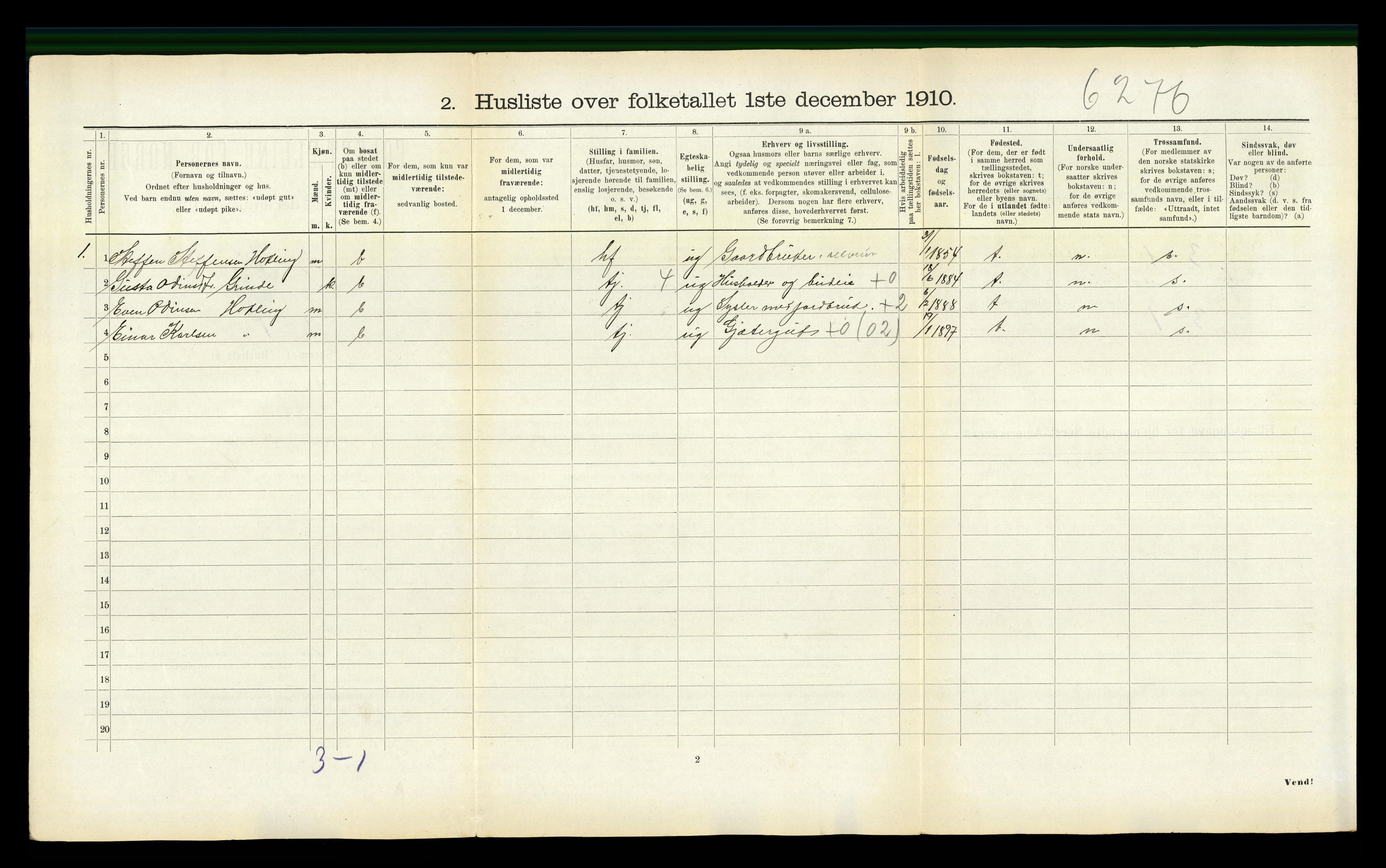 RA, 1910 census for Åsen, 1910, p. 259