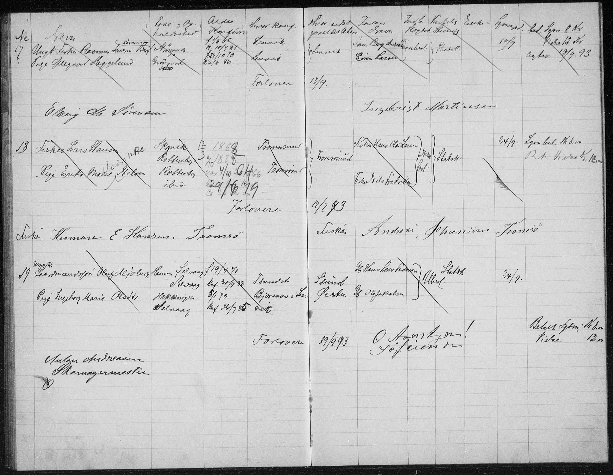 Tromsøysund sokneprestkontor, AV/SATØ-S-1304/H/Hc/L0057: Banns register no. 57, 1887-1894