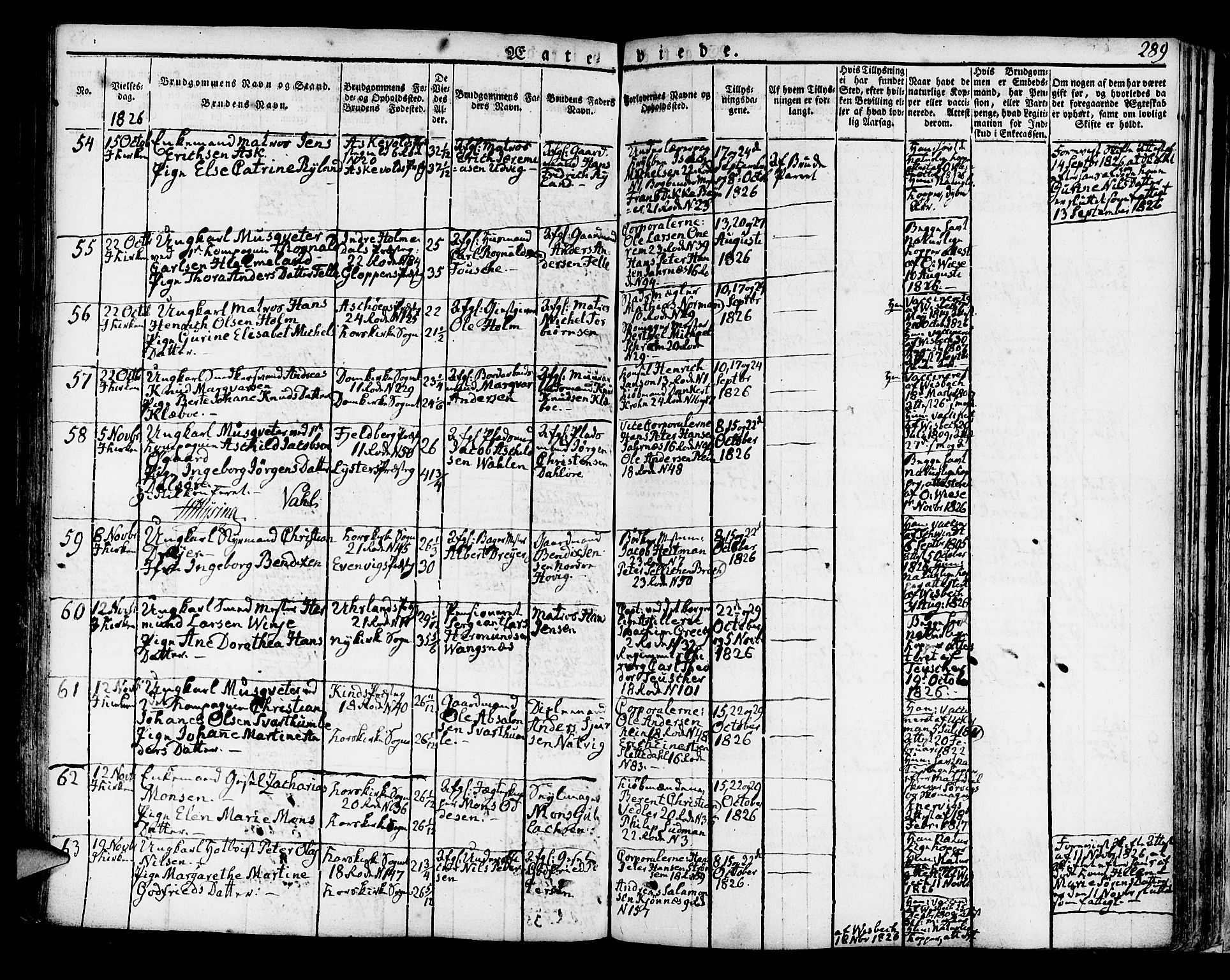 Korskirken sokneprestembete, AV/SAB-A-76101/H/Hab: Parish register (copy) no. A 3, 1821-1831, p. 289