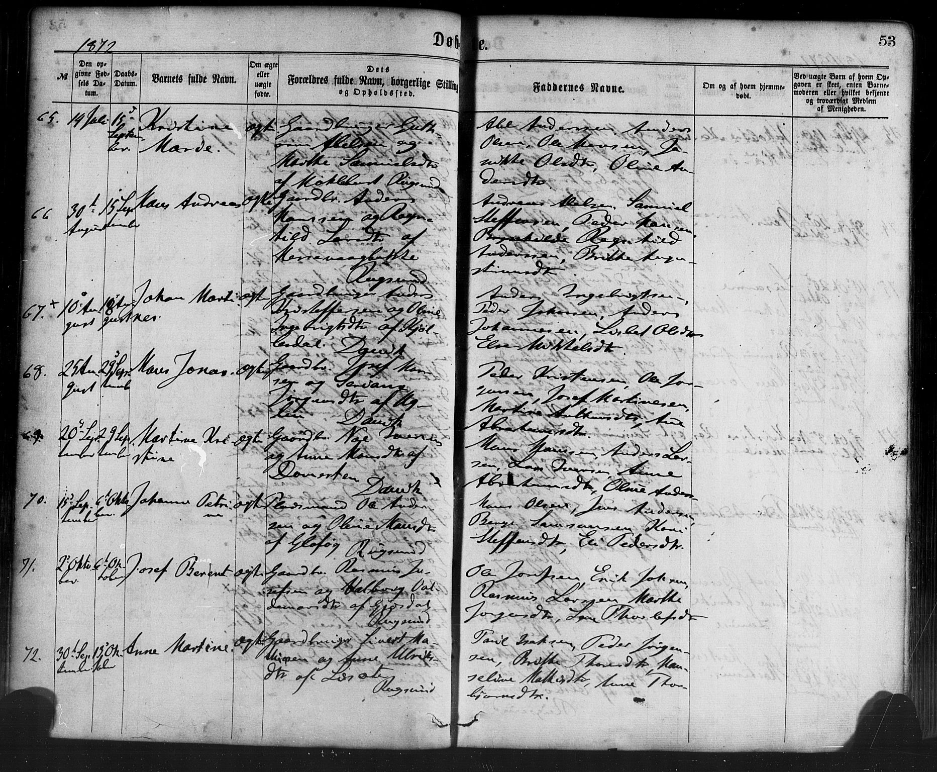 Davik sokneprestembete, AV/SAB-A-79701/H/Haa/Haaa/L0006: Parish register (official) no. A 6, 1867-1881, p. 53