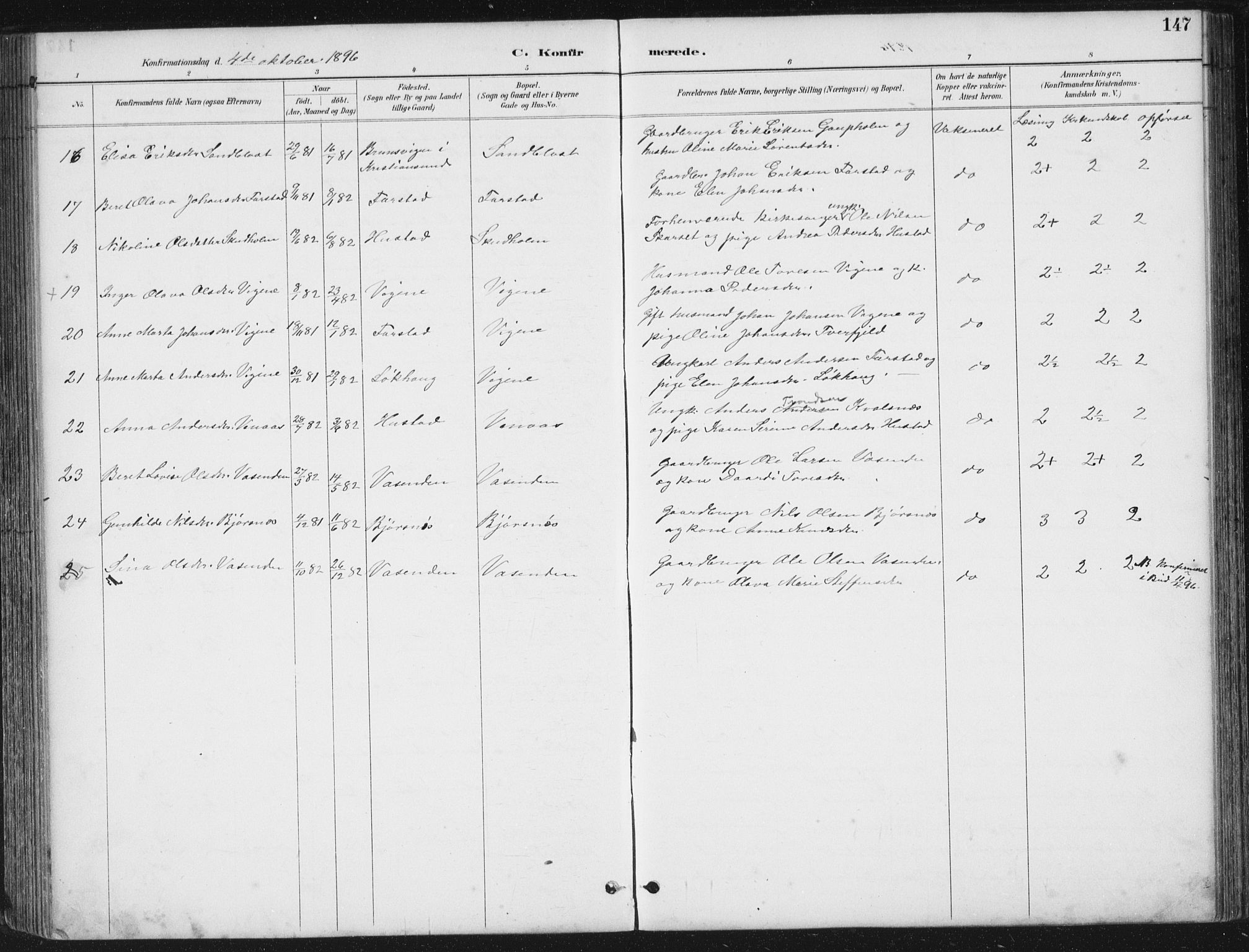 Ministerialprotokoller, klokkerbøker og fødselsregistre - Møre og Romsdal, AV/SAT-A-1454/567/L0783: Parish register (copy) no. 567C03, 1887-1903, p. 147