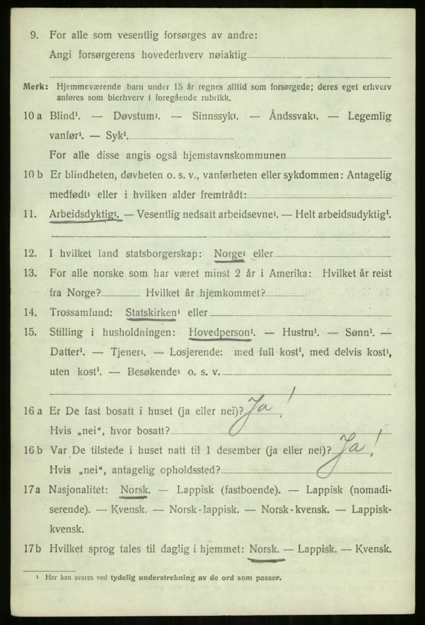 SATØ, 1920 census for Hillesøy, 1920, p. 1096