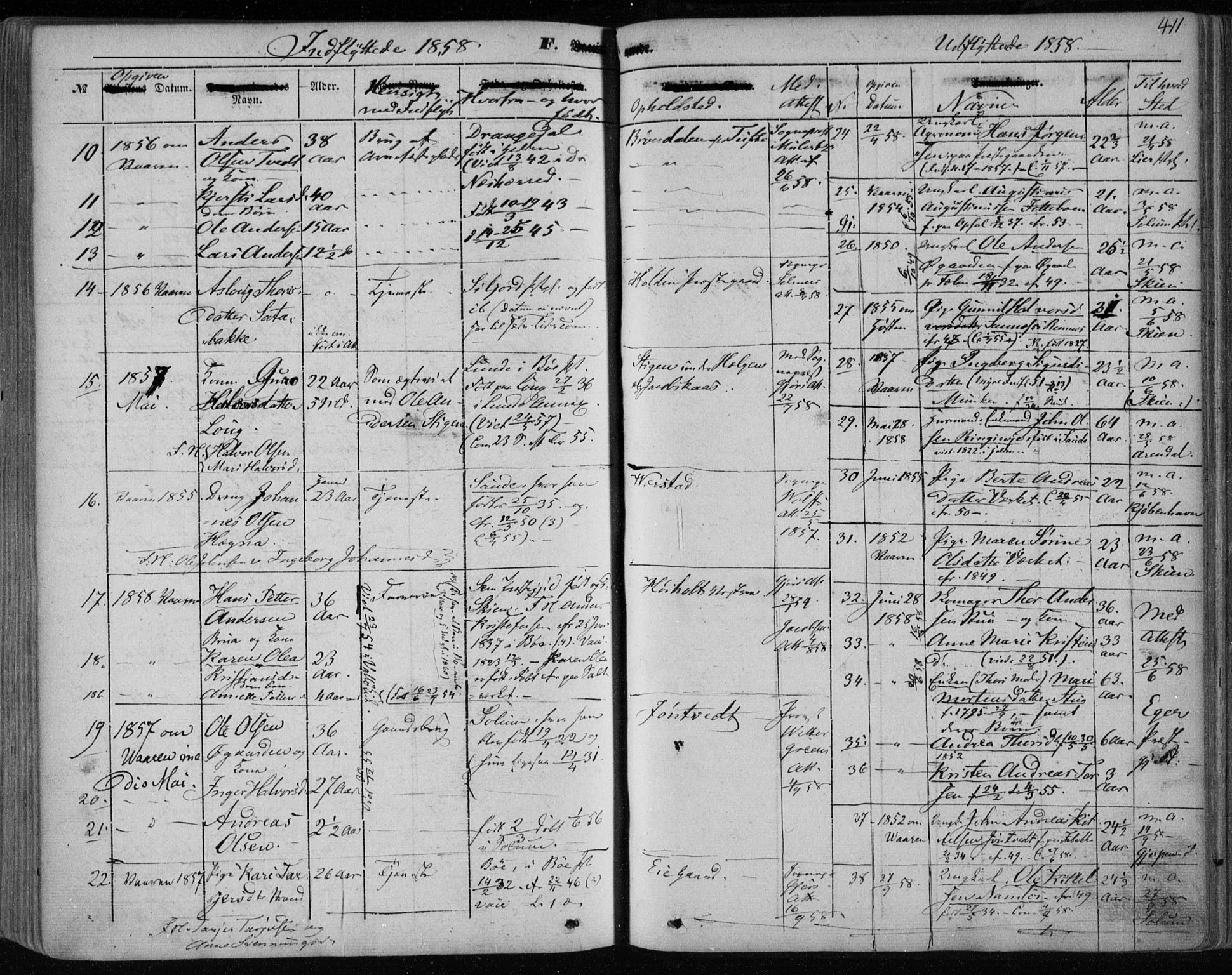 Holla kirkebøker, AV/SAKO-A-272/F/Fa/L0005: Parish register (official) no. 5, 1849-1860, p. 411