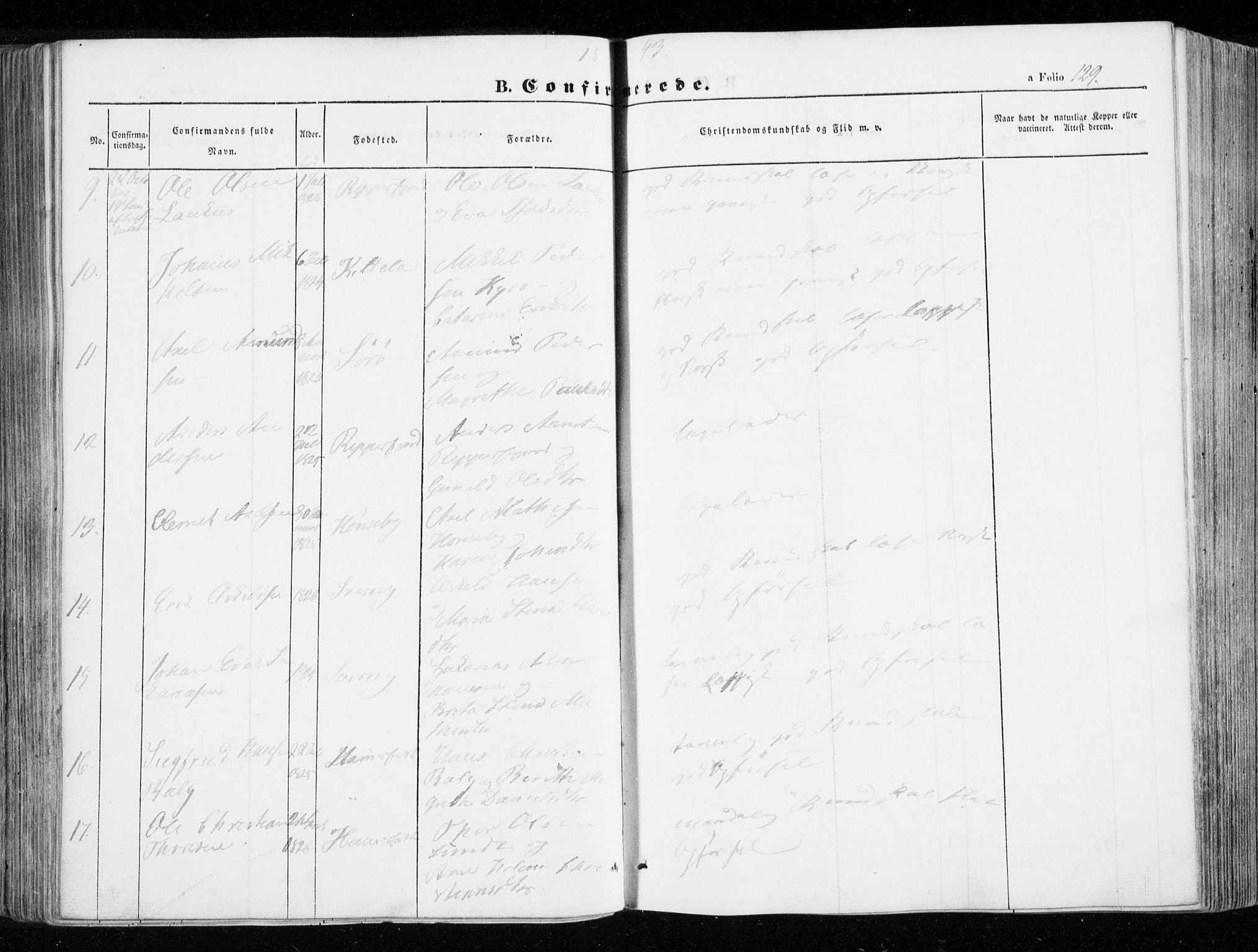 Hammerfest sokneprestkontor, AV/SATØ-S-1347/H/Ha/L0004.kirke: Parish register (official) no. 4, 1843-1856, p. 129