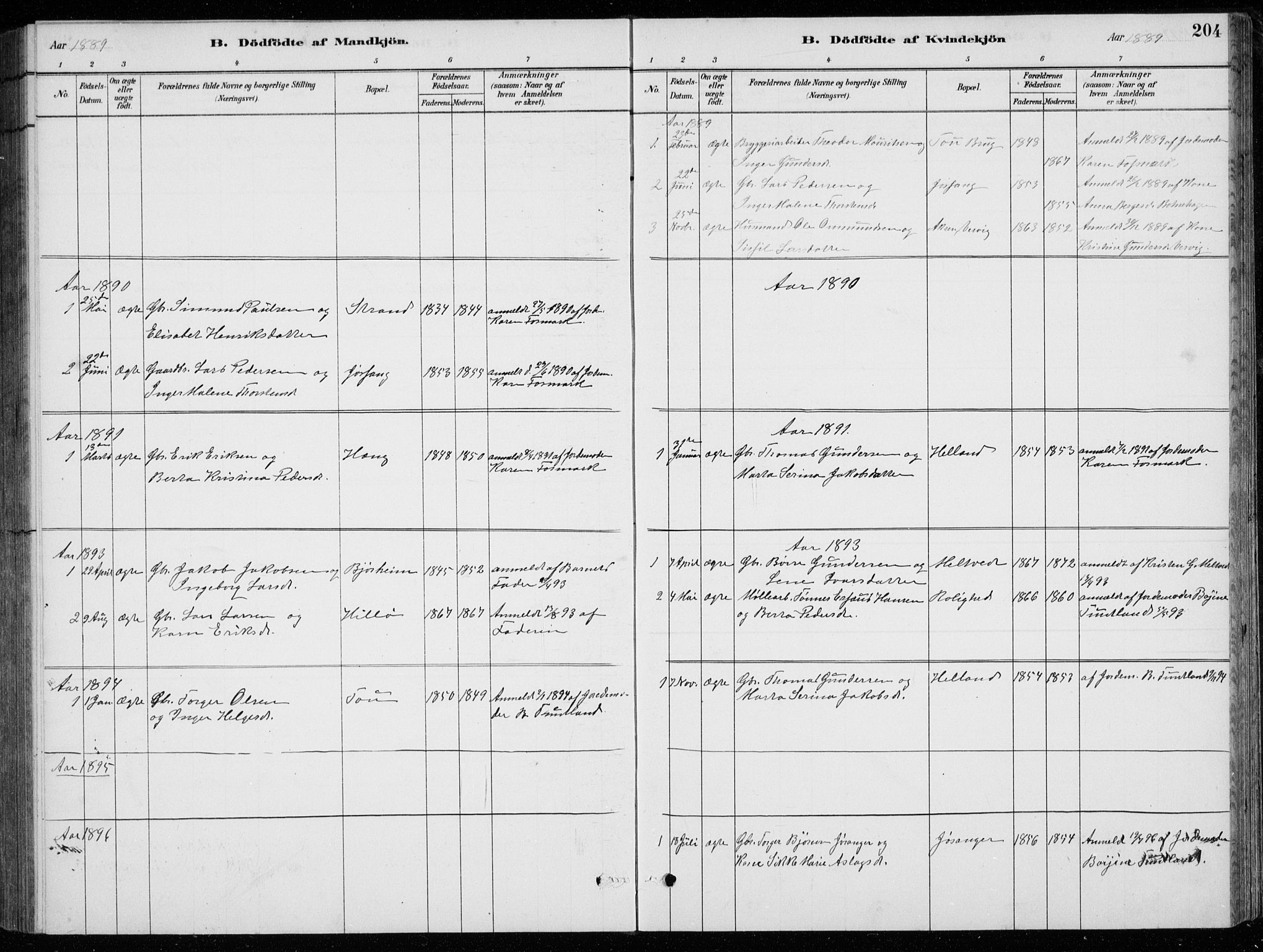 Strand sokneprestkontor, SAST/A-101828/H/Ha/Hab/L0004: Parish register (copy) no. B 4, 1878-1903, p. 204