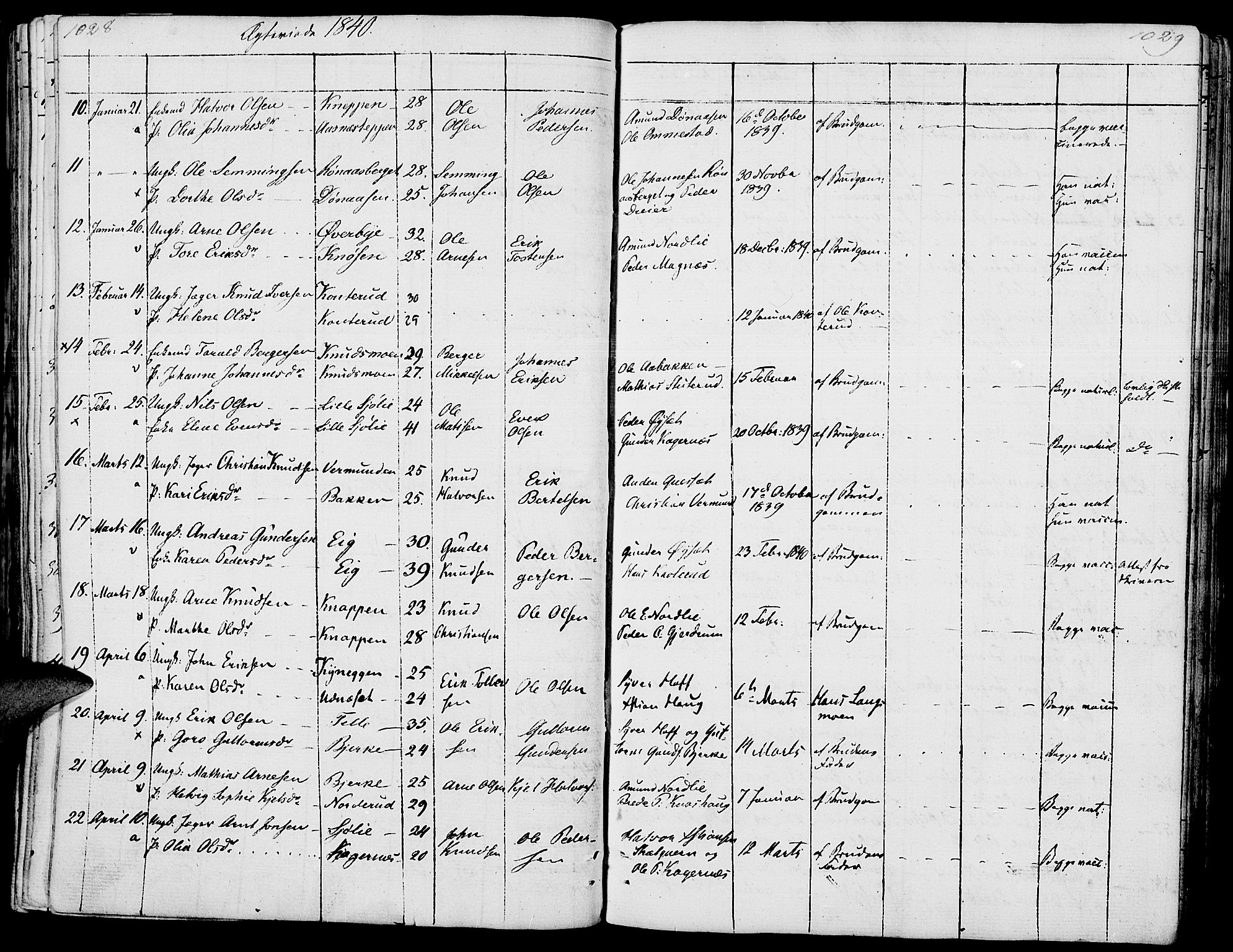 Hof prestekontor, AV/SAH-PREST-038/H/Ha/Haa/L0006: Parish register (official) no. 6, 1822-1841, p. 1028-1029