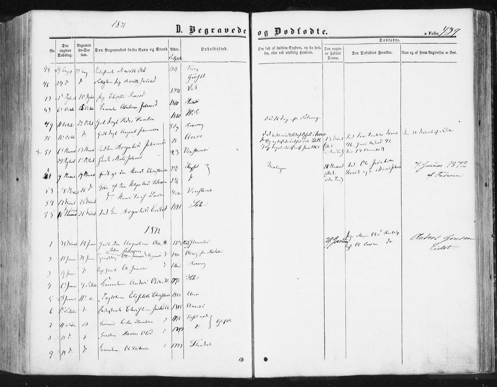 Ministerialprotokoller, klokkerbøker og fødselsregistre - Møre og Romsdal, AV/SAT-A-1454/578/L0905: Parish register (official) no. 578A04, 1859-1877, p. 439