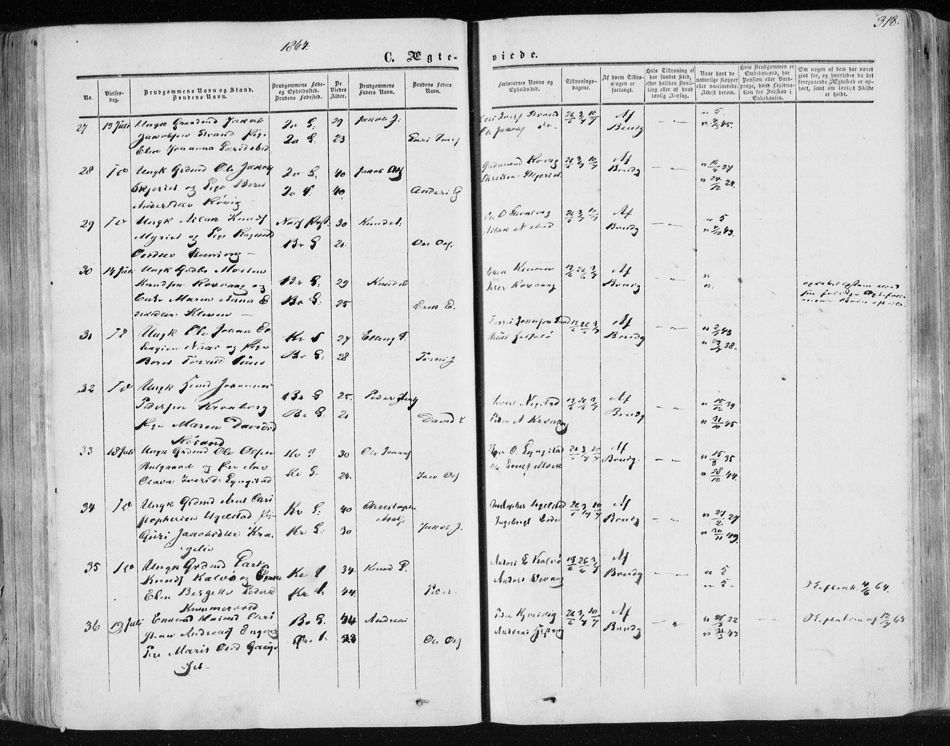 Ministerialprotokoller, klokkerbøker og fødselsregistre - Møre og Romsdal, AV/SAT-A-1454/568/L0804: Parish register (official) no. 568A11, 1854-1868, p. 318