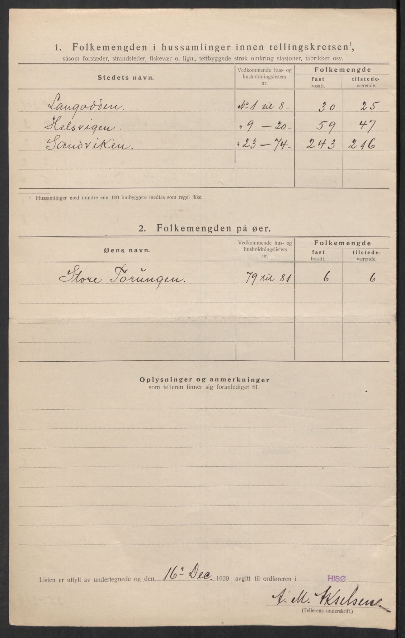 SAK, 1920 census for Hisøy, 1920, p. 27