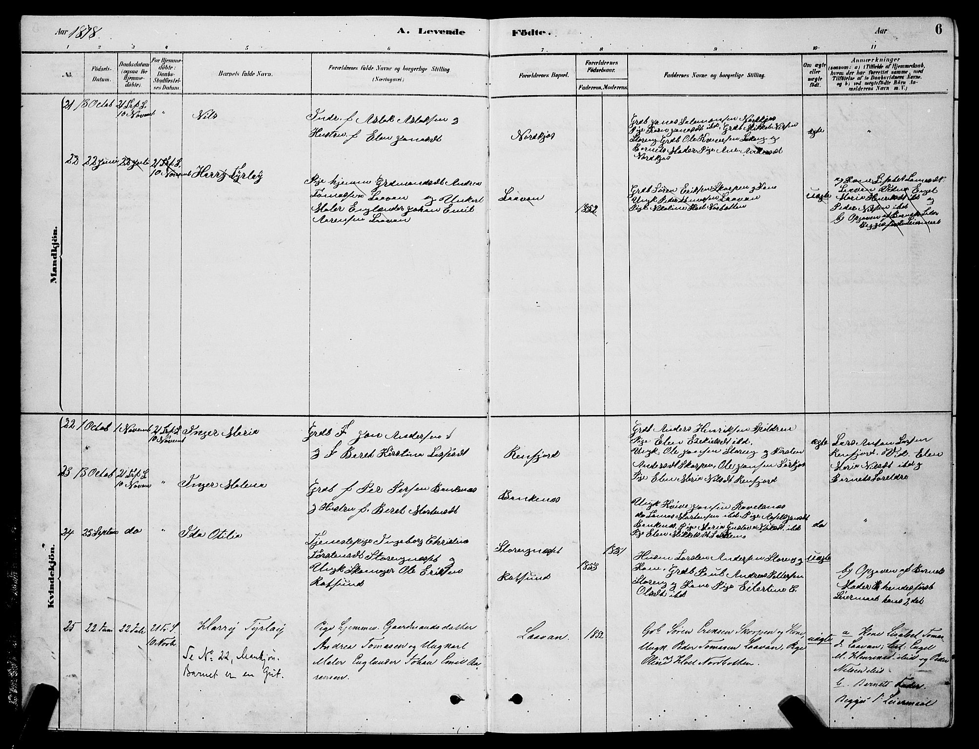 Skjervøy sokneprestkontor, AV/SATØ-S-1300/H/Ha/Hab/L0015klokker: Parish register (copy) no. 15, 1878-1890, p. 6