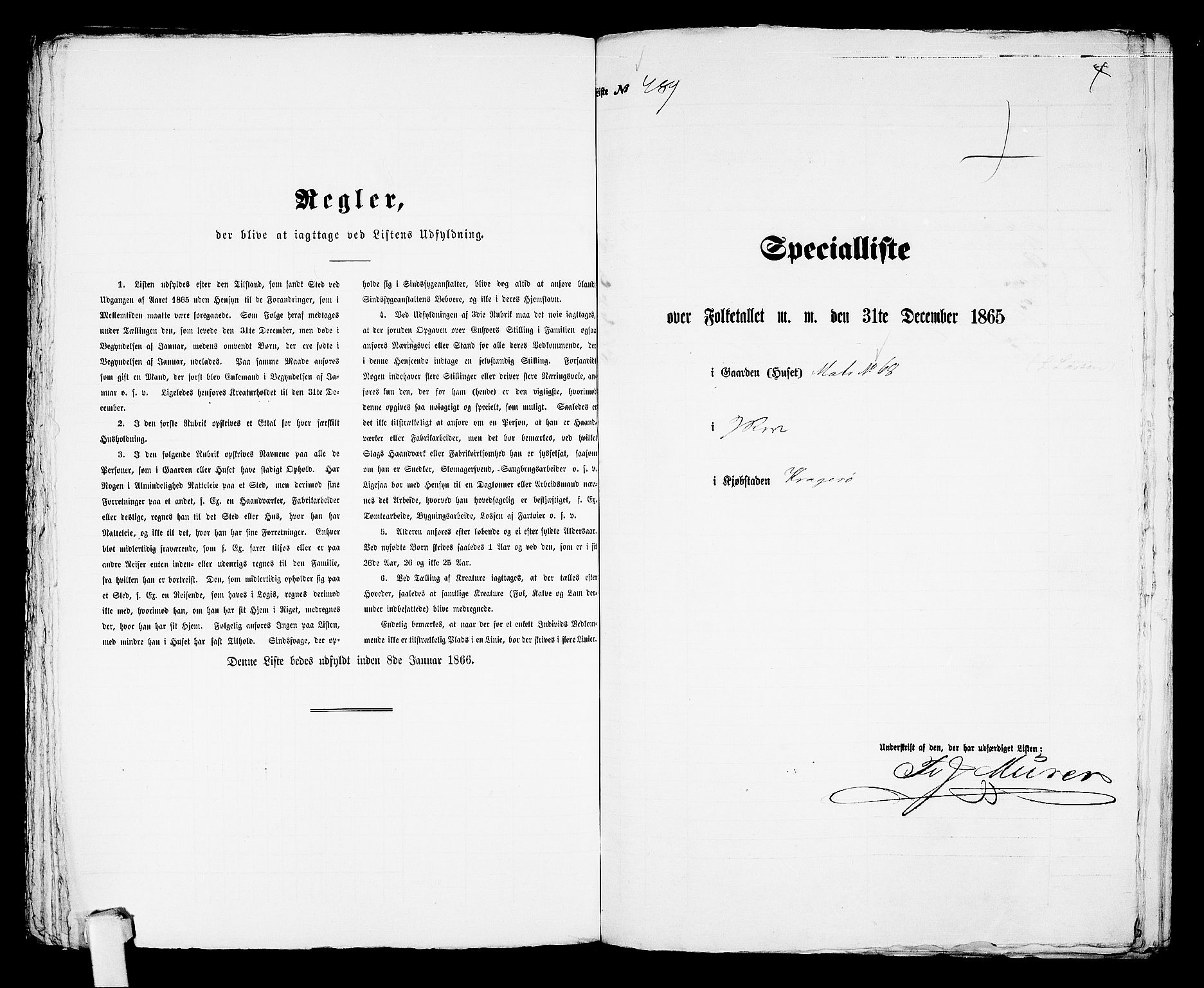 RA, 1865 census for Kragerø/Kragerø, 1865, p. 994