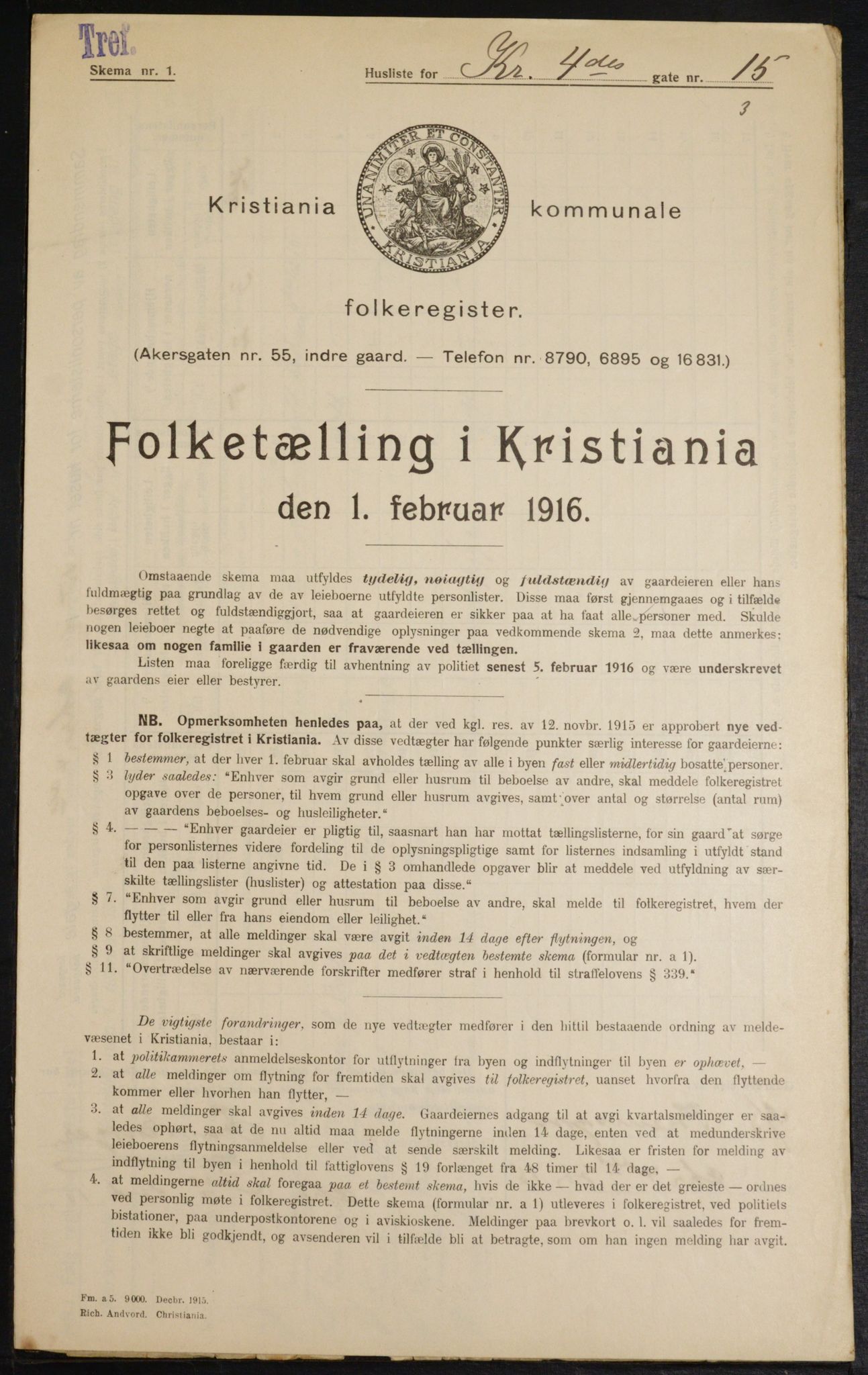 OBA, Municipal Census 1916 for Kristiania, 1916, p. 55370