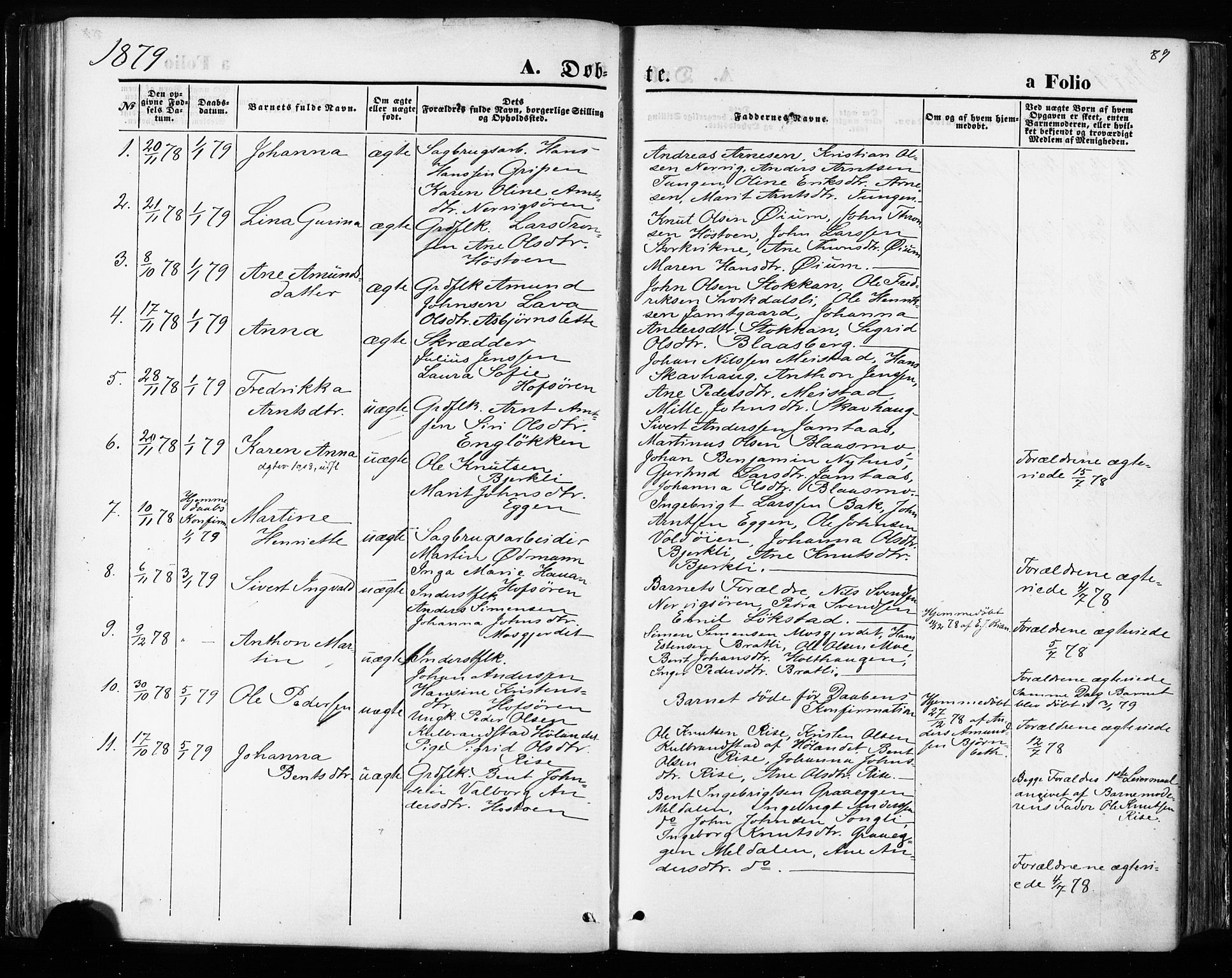 Ministerialprotokoller, klokkerbøker og fødselsregistre - Sør-Trøndelag, SAT/A-1456/668/L0807: Parish register (official) no. 668A07, 1870-1880, p. 89