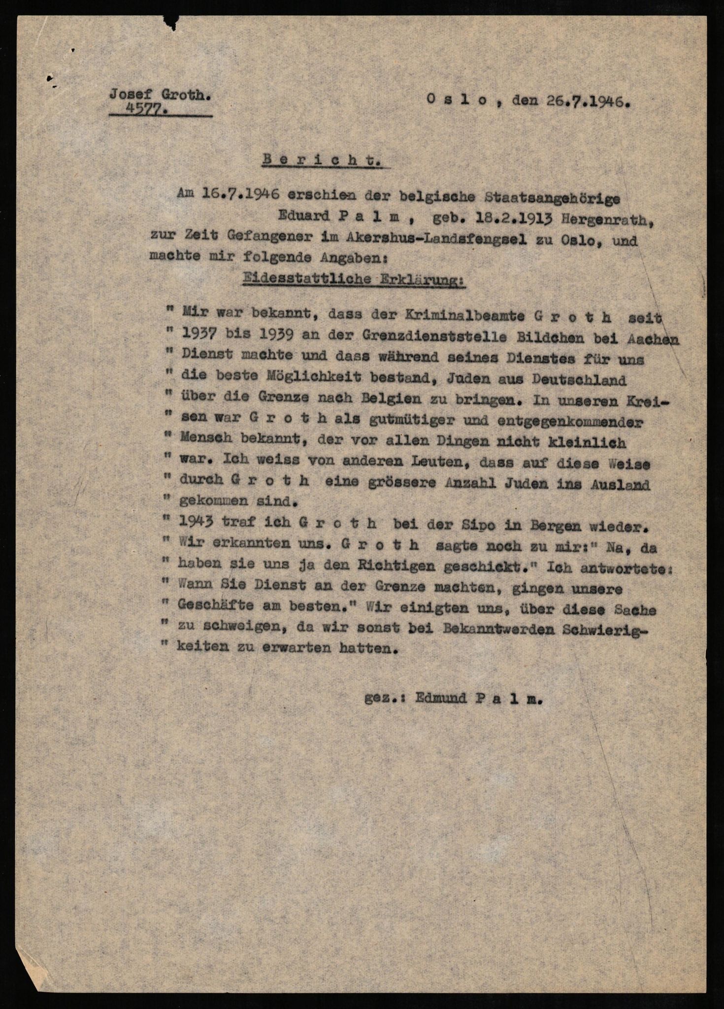 Forsvaret, Forsvarets overkommando II, RA/RAFA-3915/D/Db/L0010: CI Questionaires. Tyske okkupasjonsstyrker i Norge. Tyskere., 1945-1946, p. 377