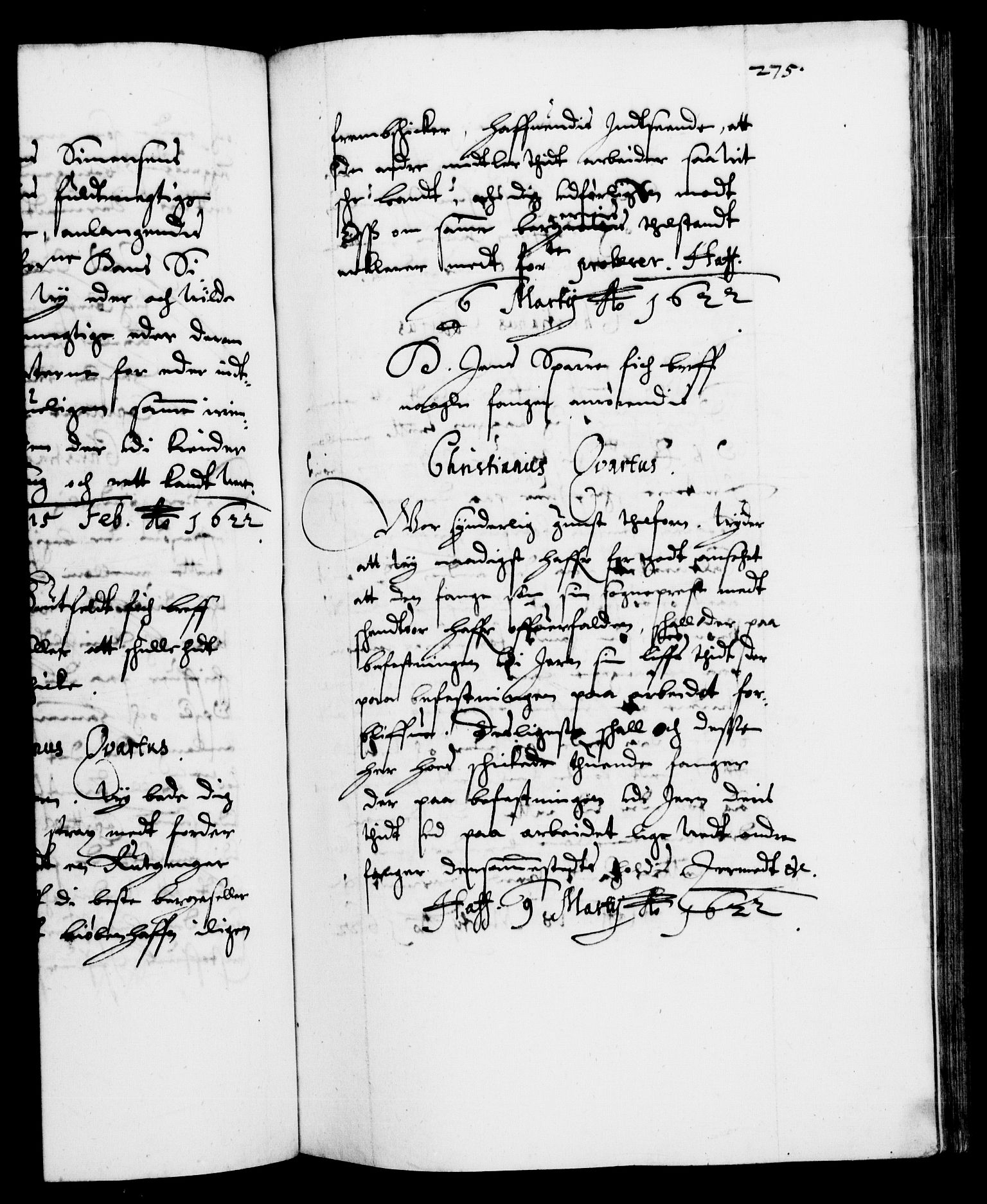 Danske Kanselli 1572-1799, RA/EA-3023/F/Fc/Fca/Fcab/L0004: Norske tegnelser (mikrofilm), 1617-1627, p. 275a