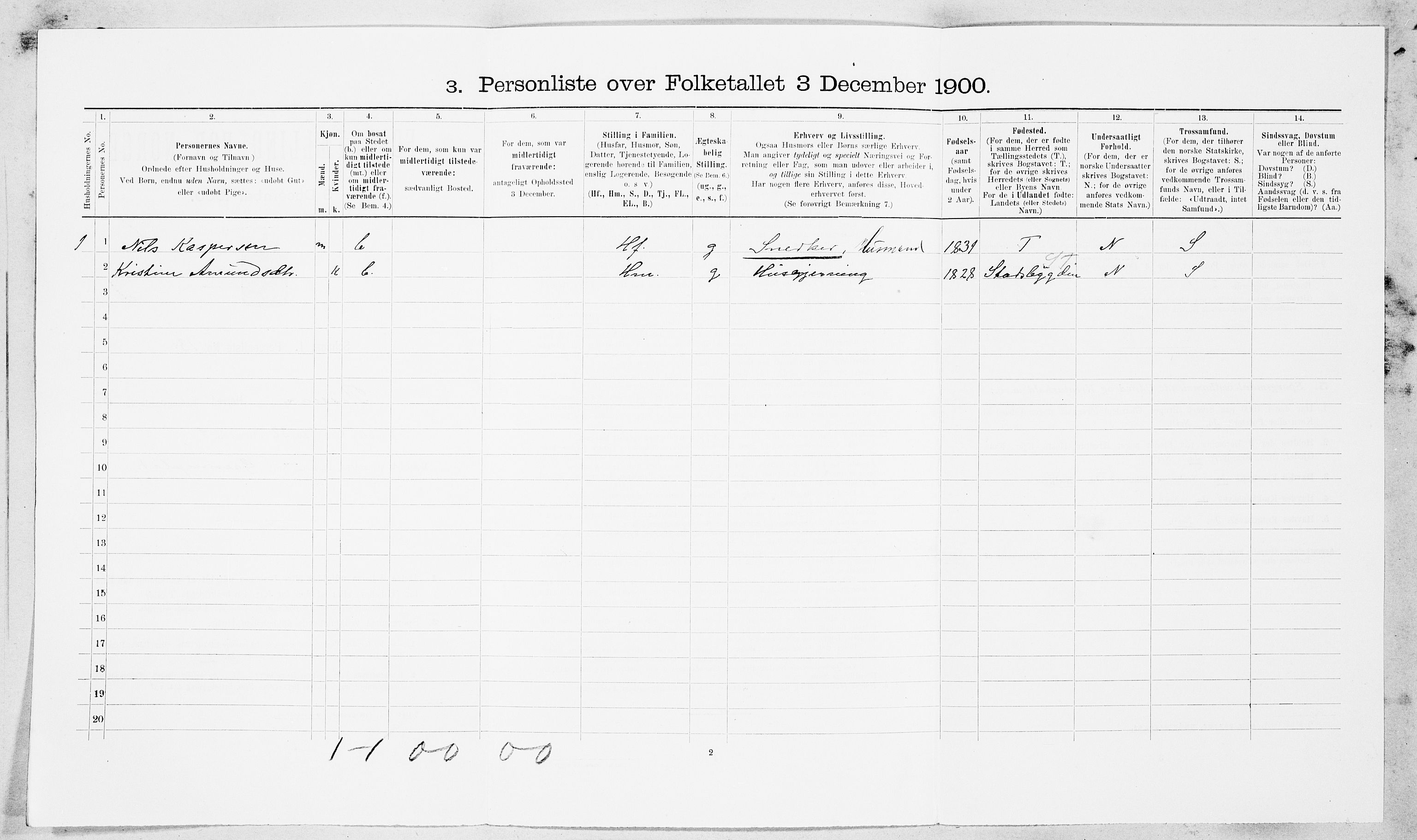 SAT, 1900 census for Rissa, 1900, p. 597