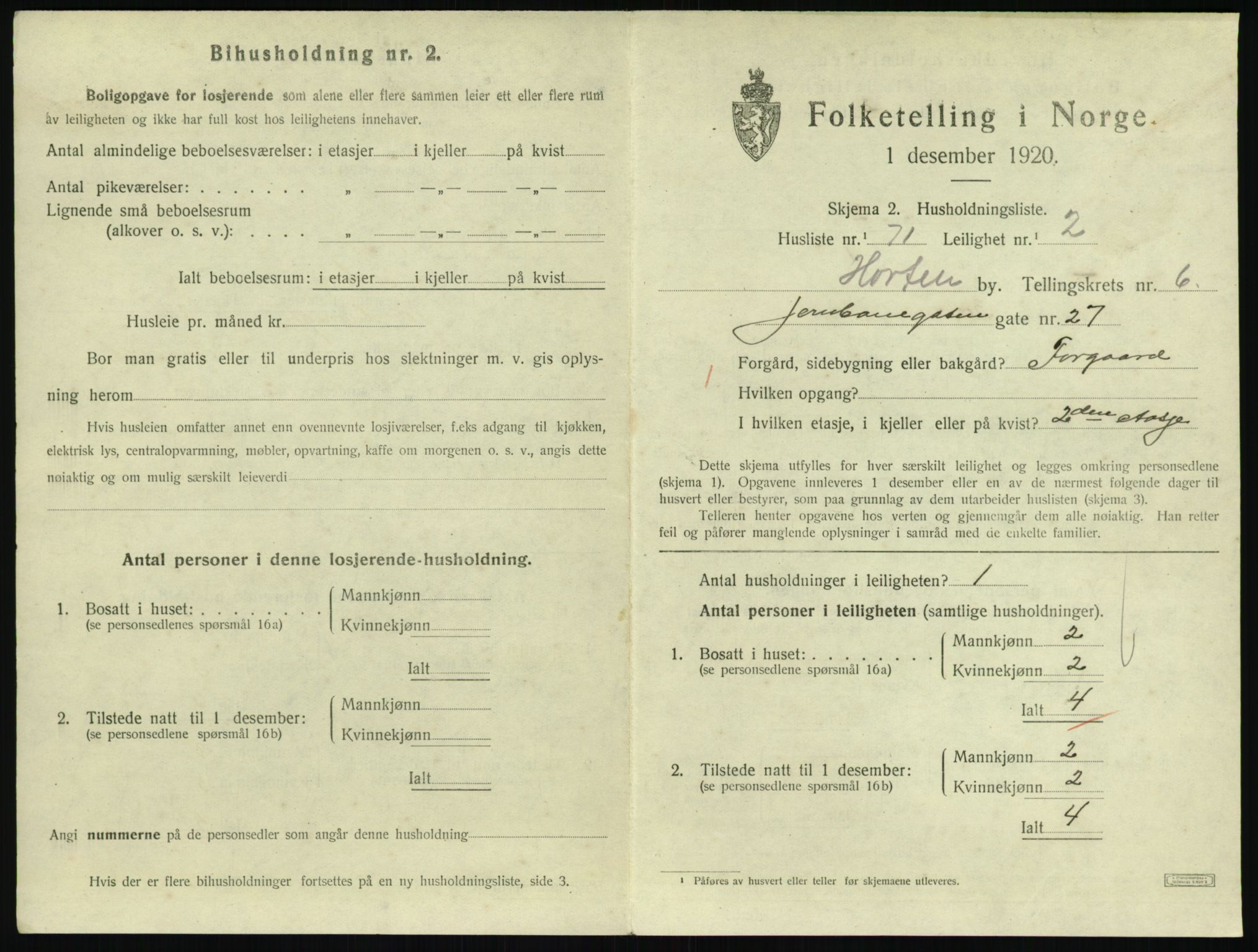 SAKO, 1920 census for Horten, 1920, p. 6625