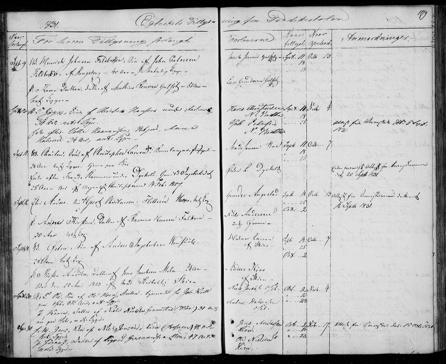 Gjerpen kirkebøker, AV/SAKO-A-265/F/Fa/L0005: Parish register (official) no. I 5, 1823-1829, p. 179