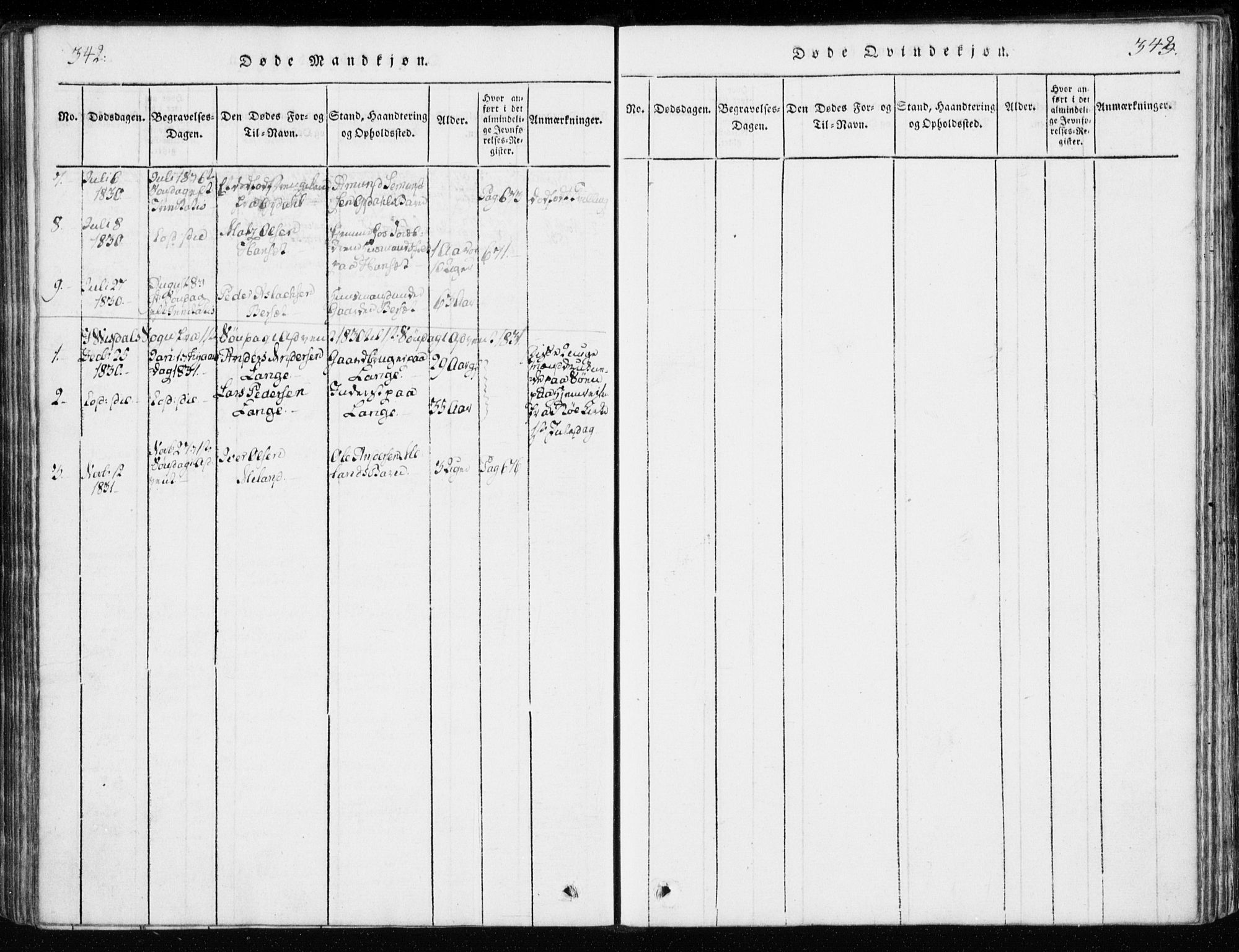 Ministerialprotokoller, klokkerbøker og fødselsregistre - Møre og Romsdal, AV/SAT-A-1454/551/L0623: Parish register (official) no. 551A03, 1818-1831, p. 342-343