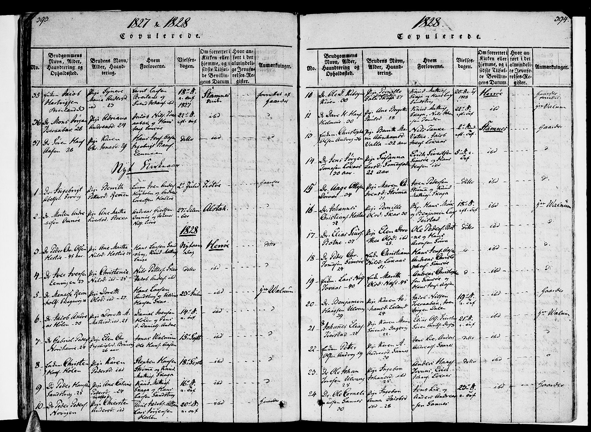 Ministerialprotokoller, klokkerbøker og fødselsregistre - Nordland, SAT/A-1459/830/L0445: Parish register (official) no. 830A09, 1820-1830, p. 393-394