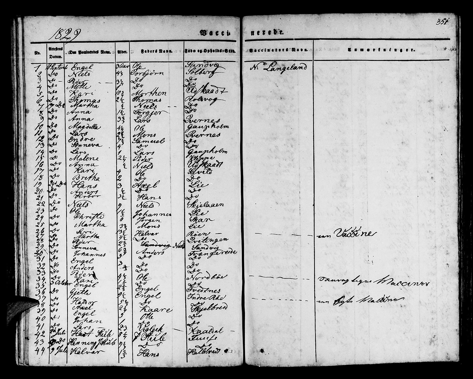 Os sokneprestembete, SAB/A-99929: Parish register (official) no. A 14, 1826-1839, p. 351