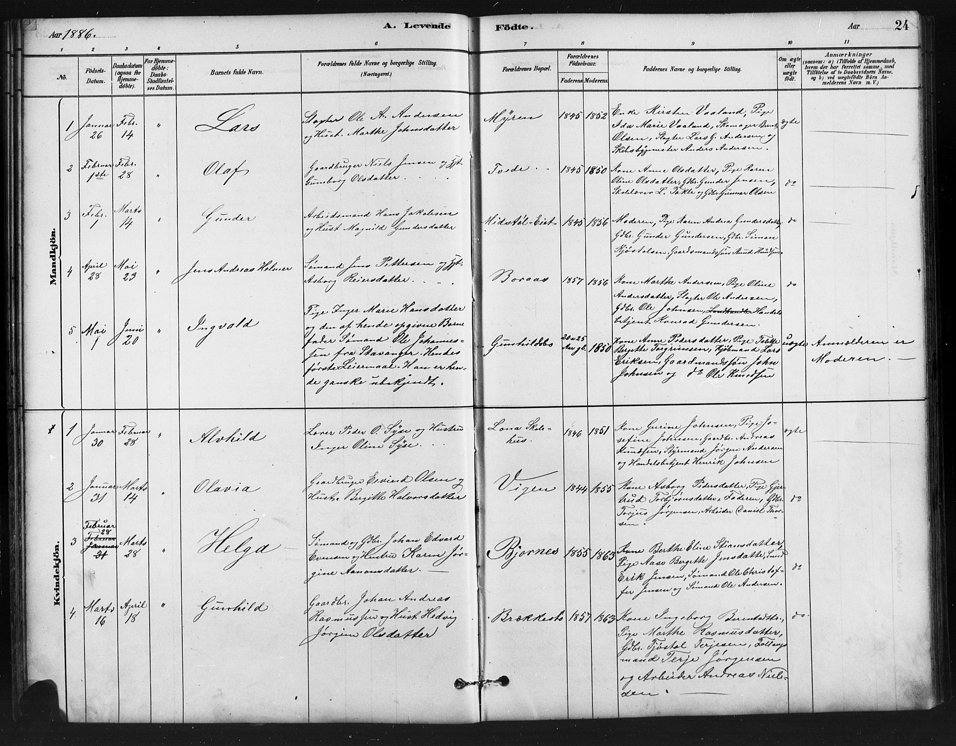Austre Moland sokneprestkontor, SAK/1111-0001/F/Fb/Fba/L0003: Parish register (copy) no. B 3, 1879-1914, p. 24