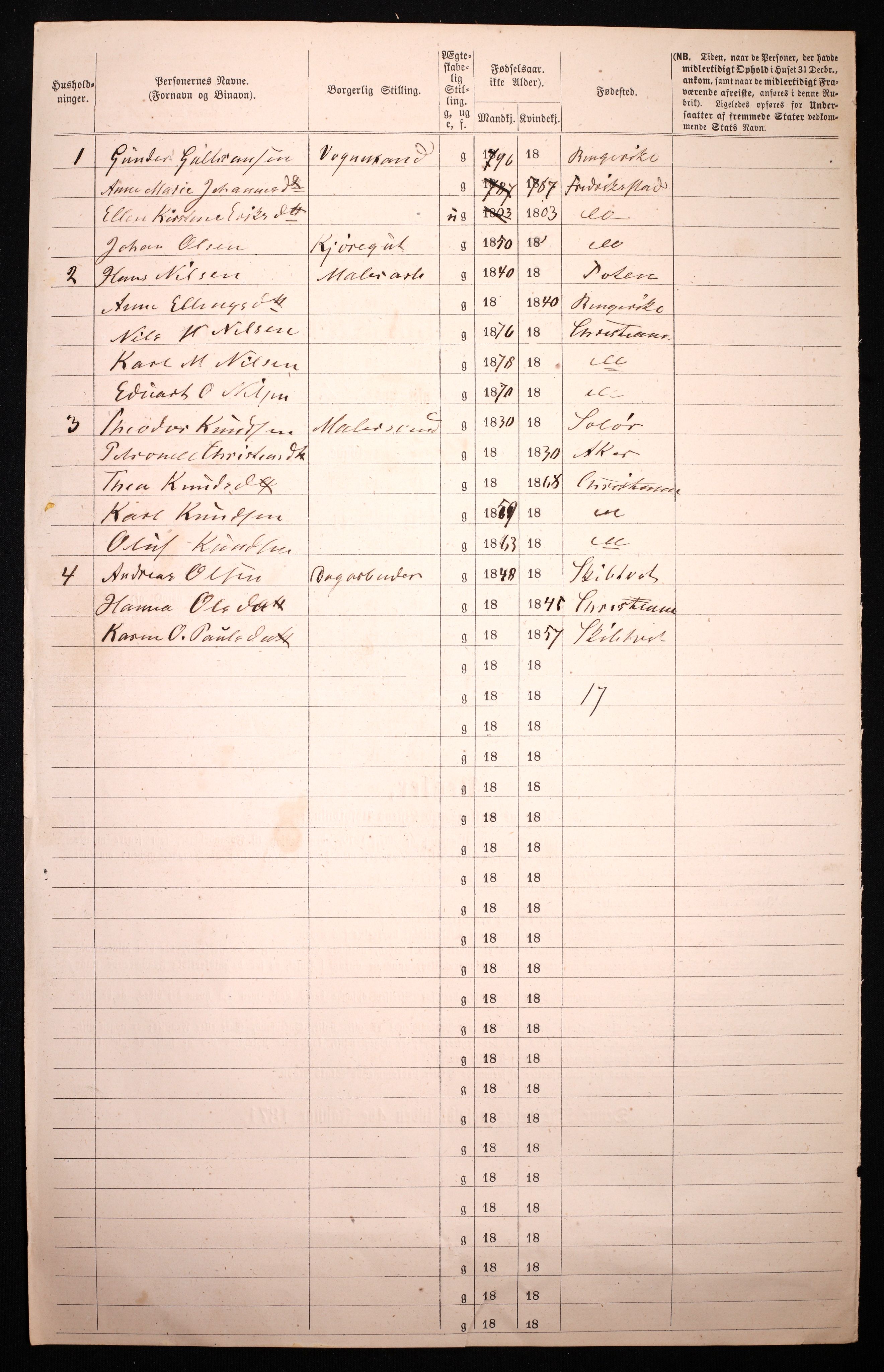 RA, 1870 census for 0301 Kristiania, 1870, p. 205