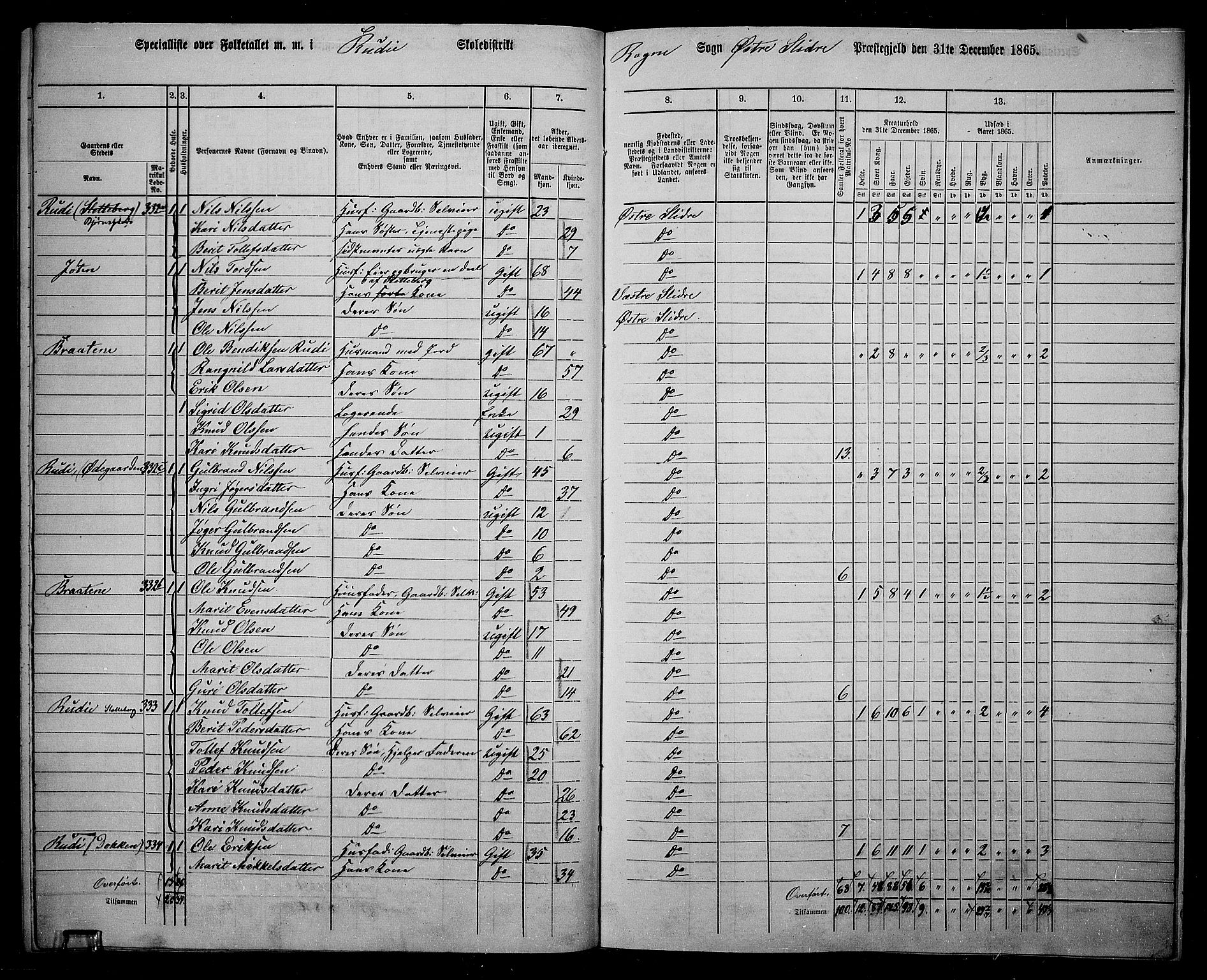 RA, 1865 census for Øystre Slidre, 1865, p. 118