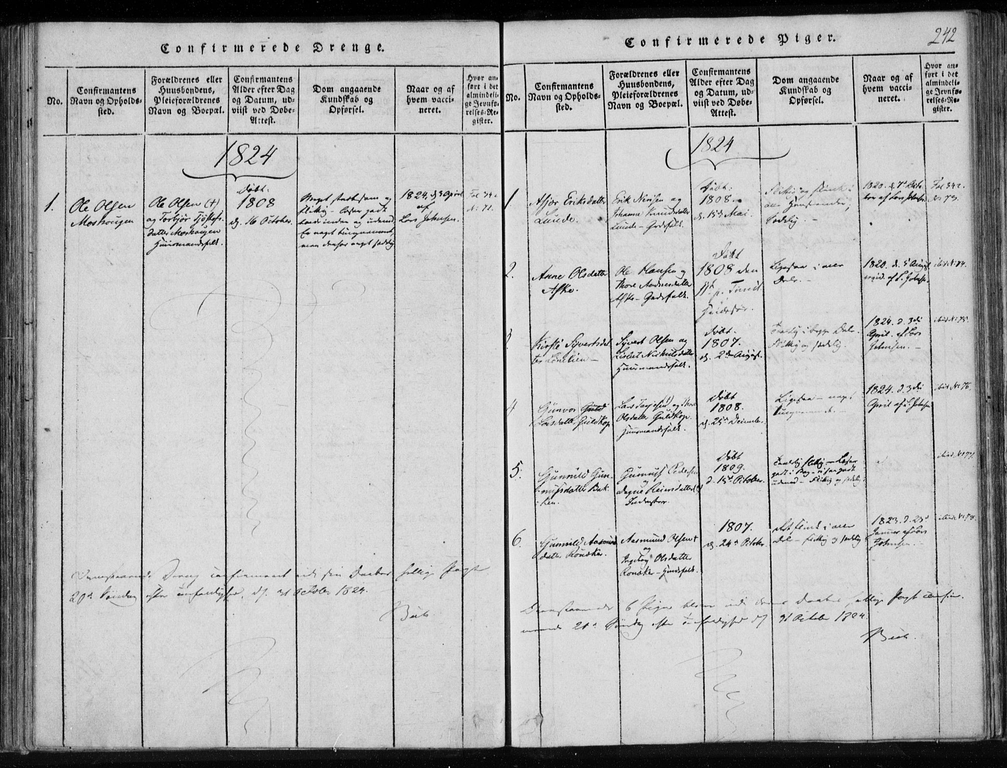 Lårdal kirkebøker, SAKO/A-284/F/Fa/L0005: Parish register (official) no. I 5, 1815-1860, p. 242