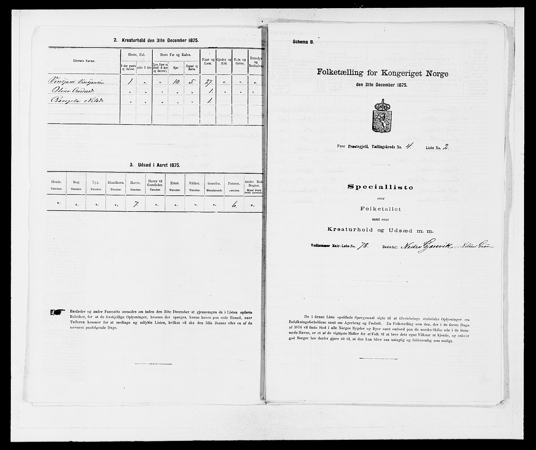 SAB, 1875 census for 1241P Fusa, 1875, p. 307