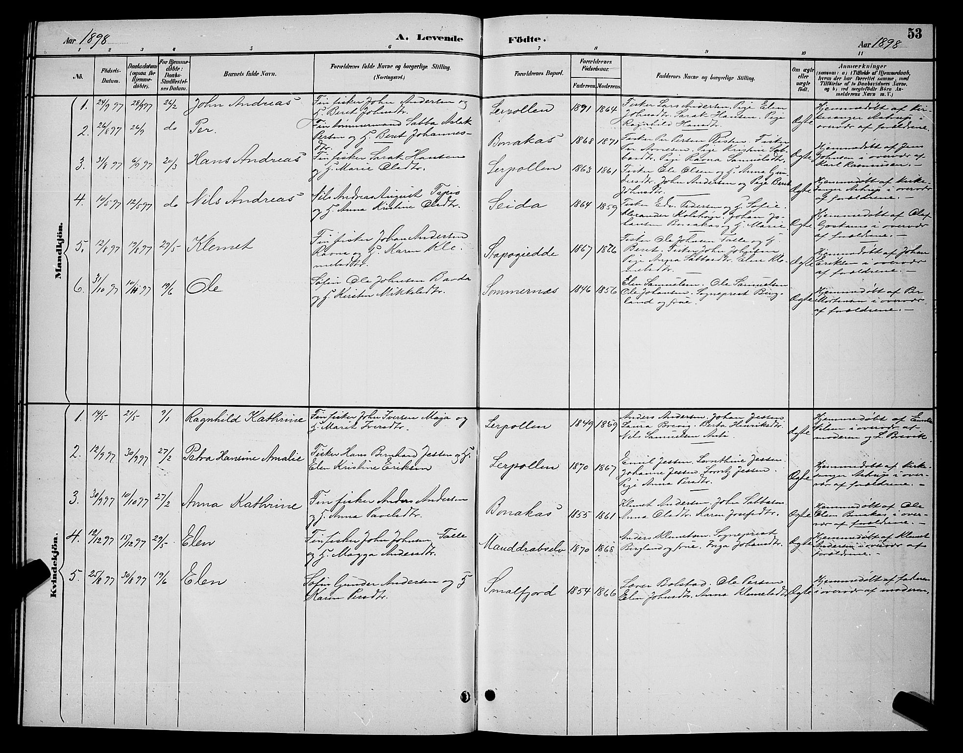 Tana sokneprestkontor, AV/SATØ-S-1334/H/Hb/L0004klokker: Parish register (copy) no. 4, 1890-1903, p. 53