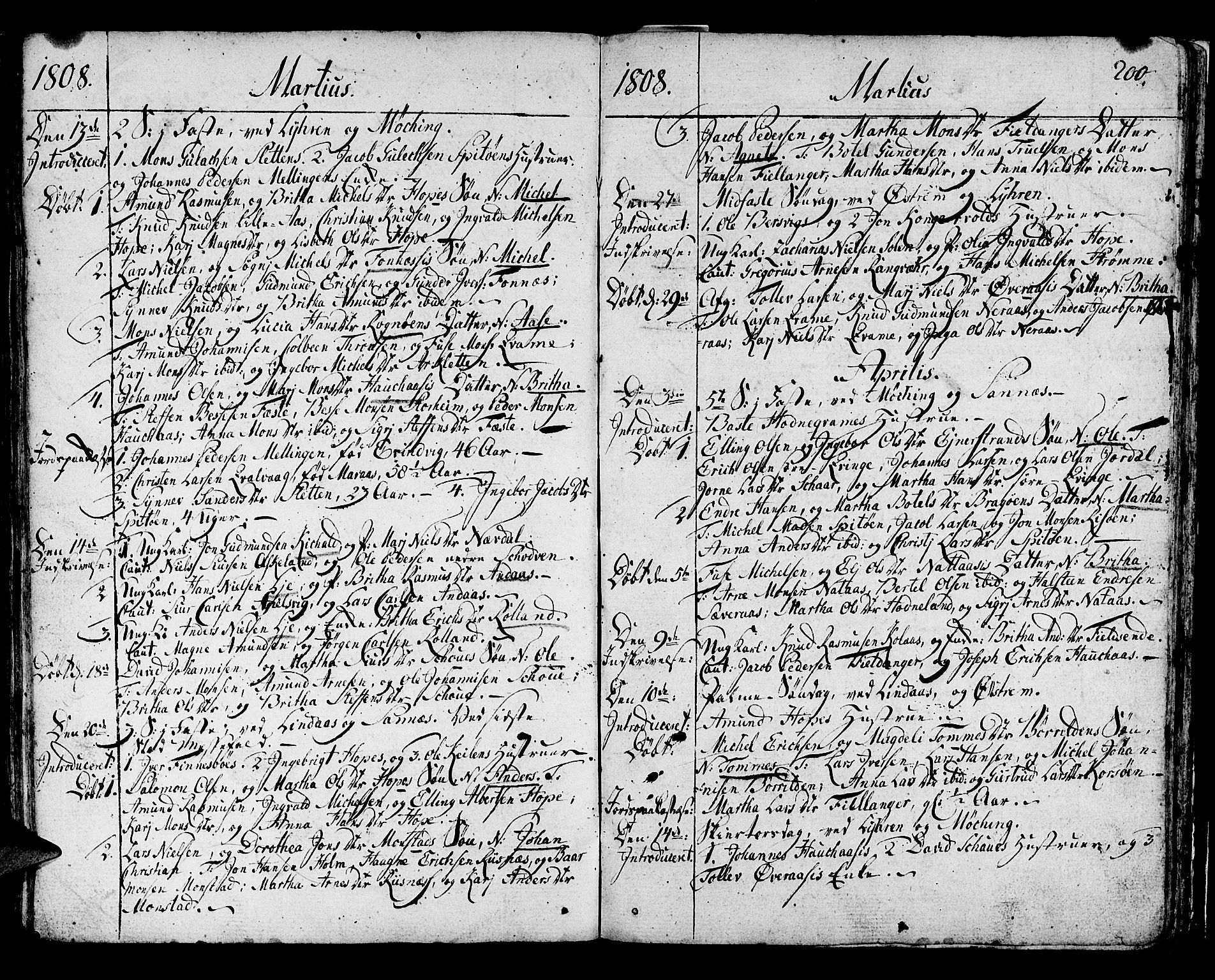 Lindås Sokneprestembete, AV/SAB-A-76701/H/Haa/Haaa/L0005: Parish register (official) no. A 5, 1791-1813, p. 200