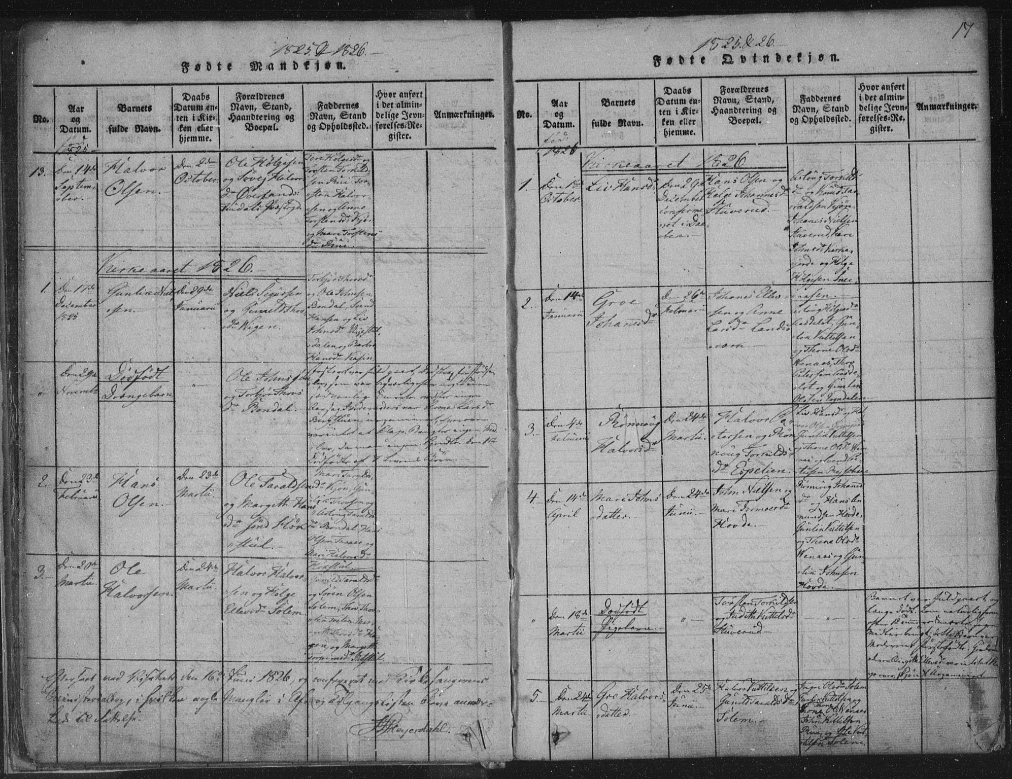 Hjartdal kirkebøker, AV/SAKO-A-270/F/Fc/L0001: Parish register (official) no. III 1, 1815-1843, p. 17
