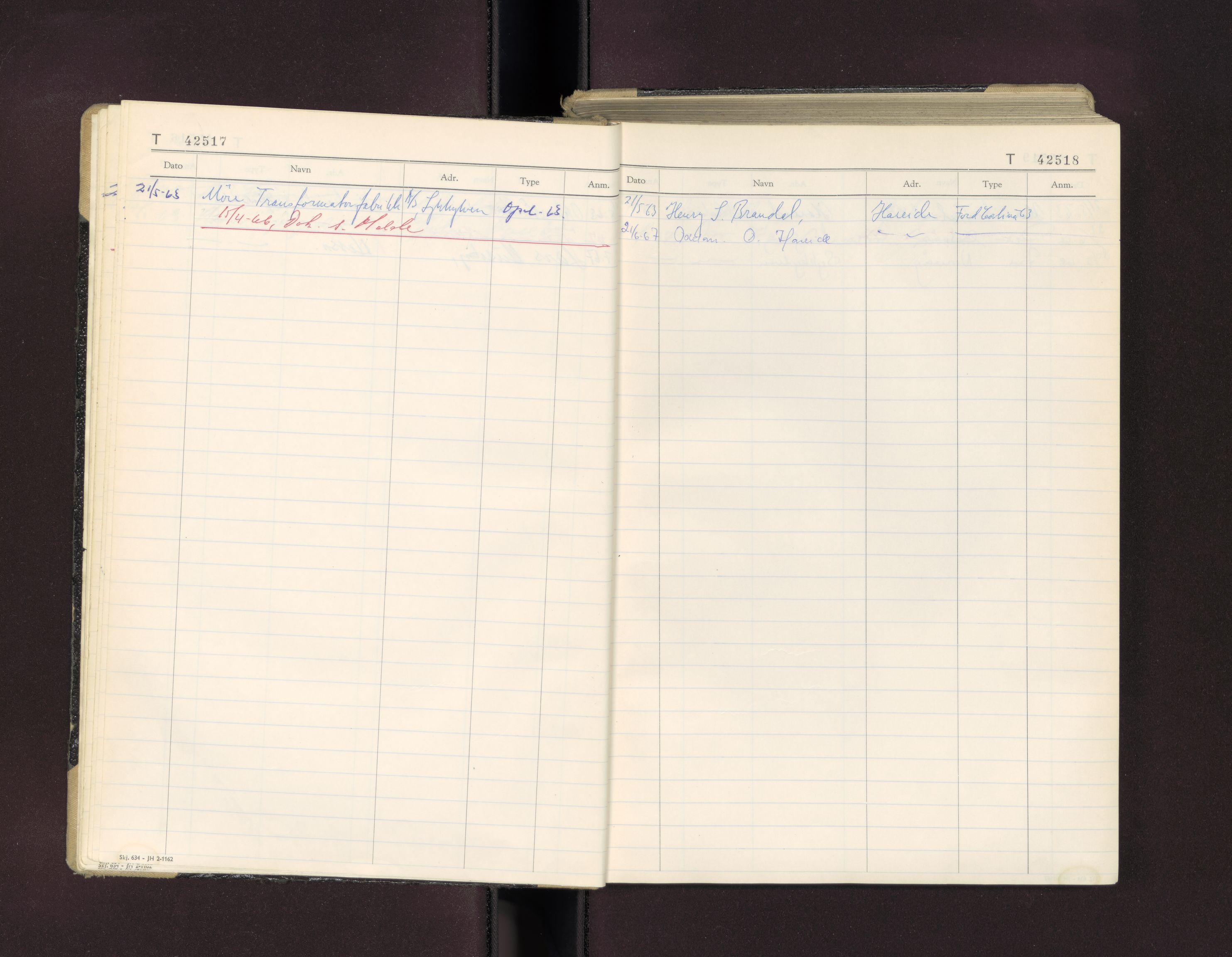Møre og Romsdal vegkontor - Ålesund trafikkstasjon, AV/SAT-A-4099/F/Fc/L0038: Bilregister; T 42500 - T 42999, 1960-1970