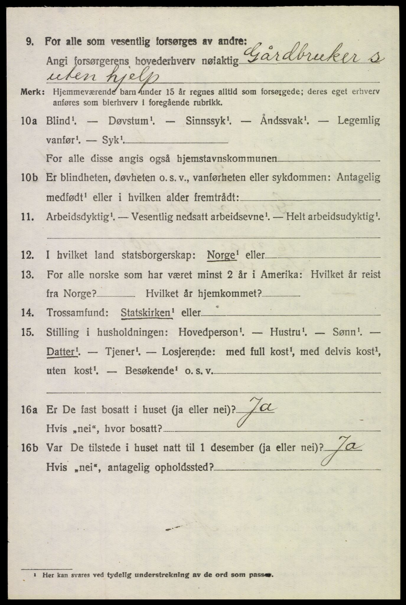 SAH, 1920 census for Tynset, 1920, p. 3197