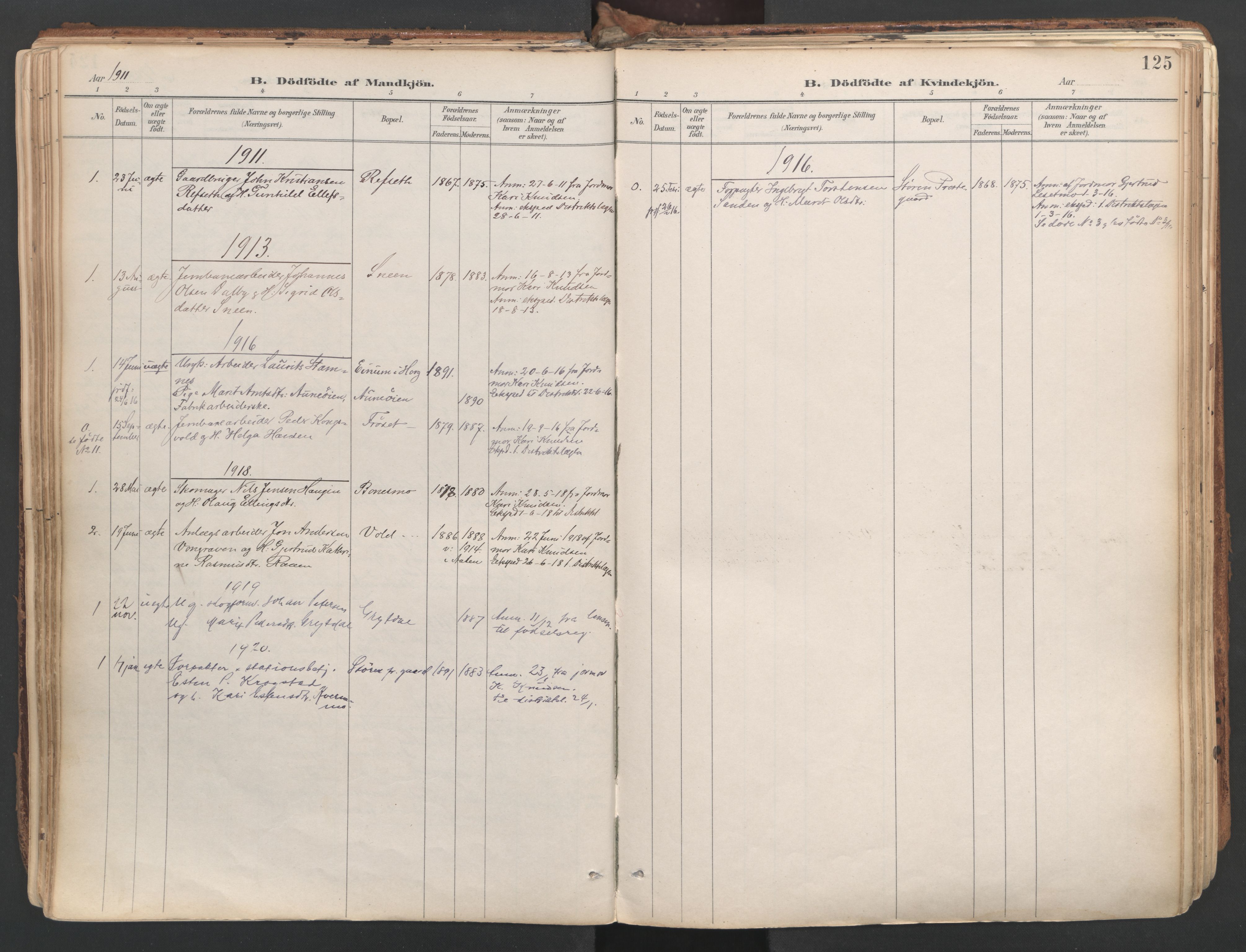Ministerialprotokoller, klokkerbøker og fødselsregistre - Sør-Trøndelag, SAT/A-1456/687/L1004: Parish register (official) no. 687A10, 1891-1923, p. 125