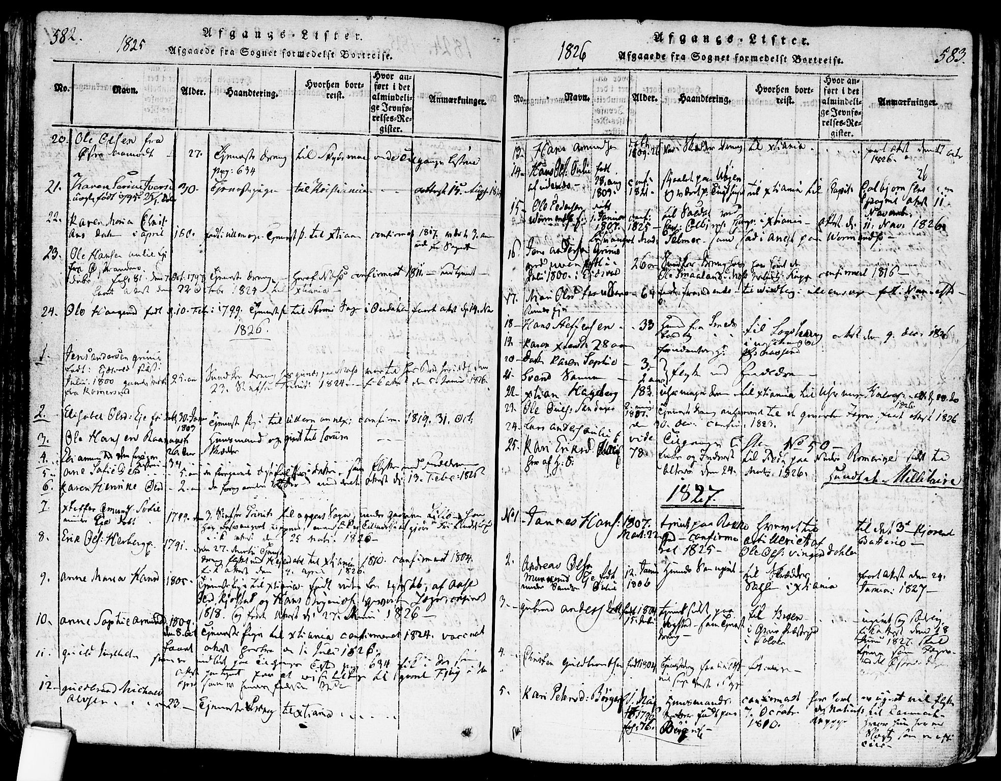 Nes prestekontor Kirkebøker, SAO/A-10410/F/Fa/L0005: Parish register (official) no. I 5, 1815-1835, p. 582-583
