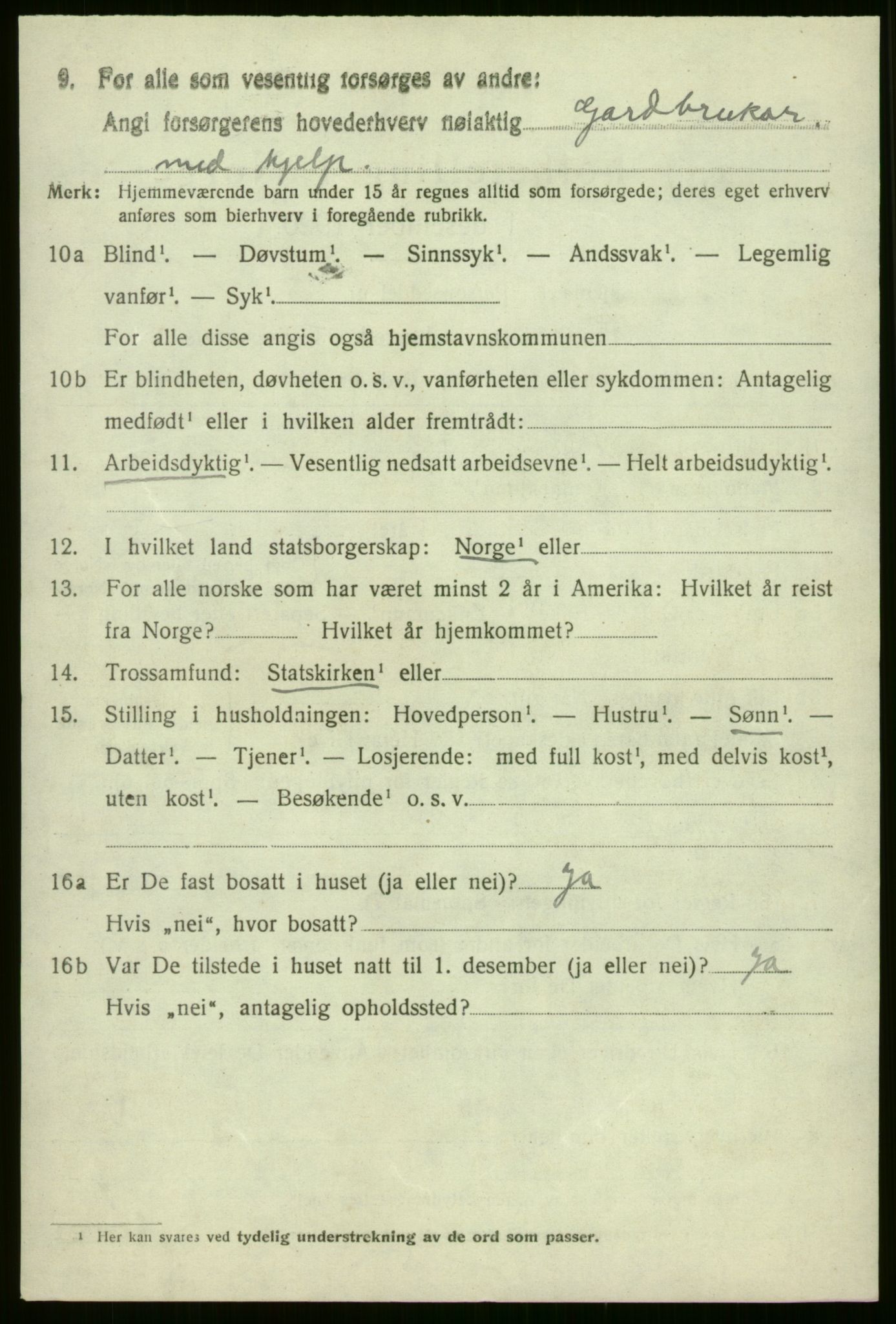 SAB, 1920 census for Evanger, 1920, p. 2474