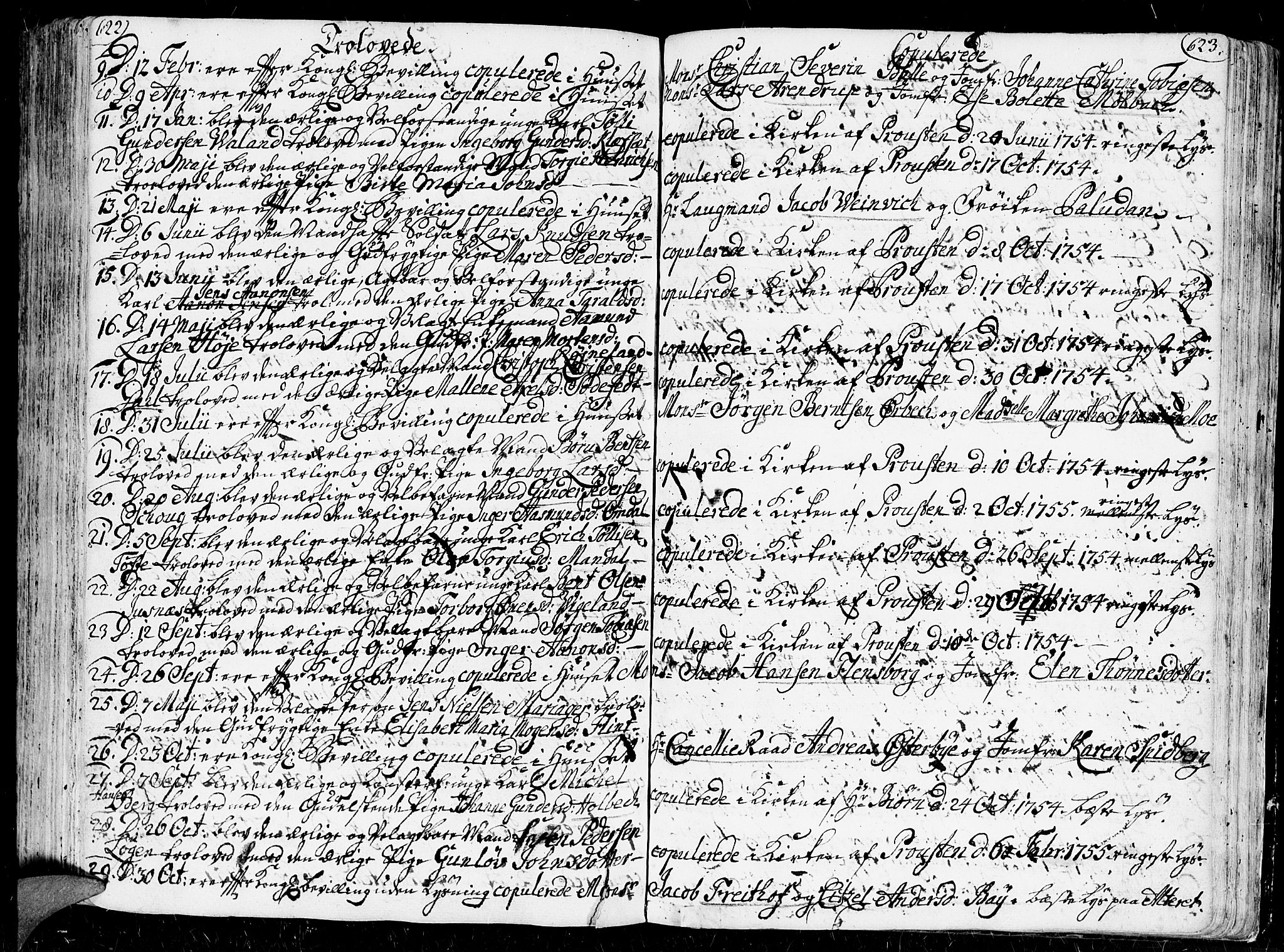Kristiansand domprosti, SAK/1112-0006/F/Fa/L0001: Parish register (official) no. A 1, 1734-1793, p. 622-623