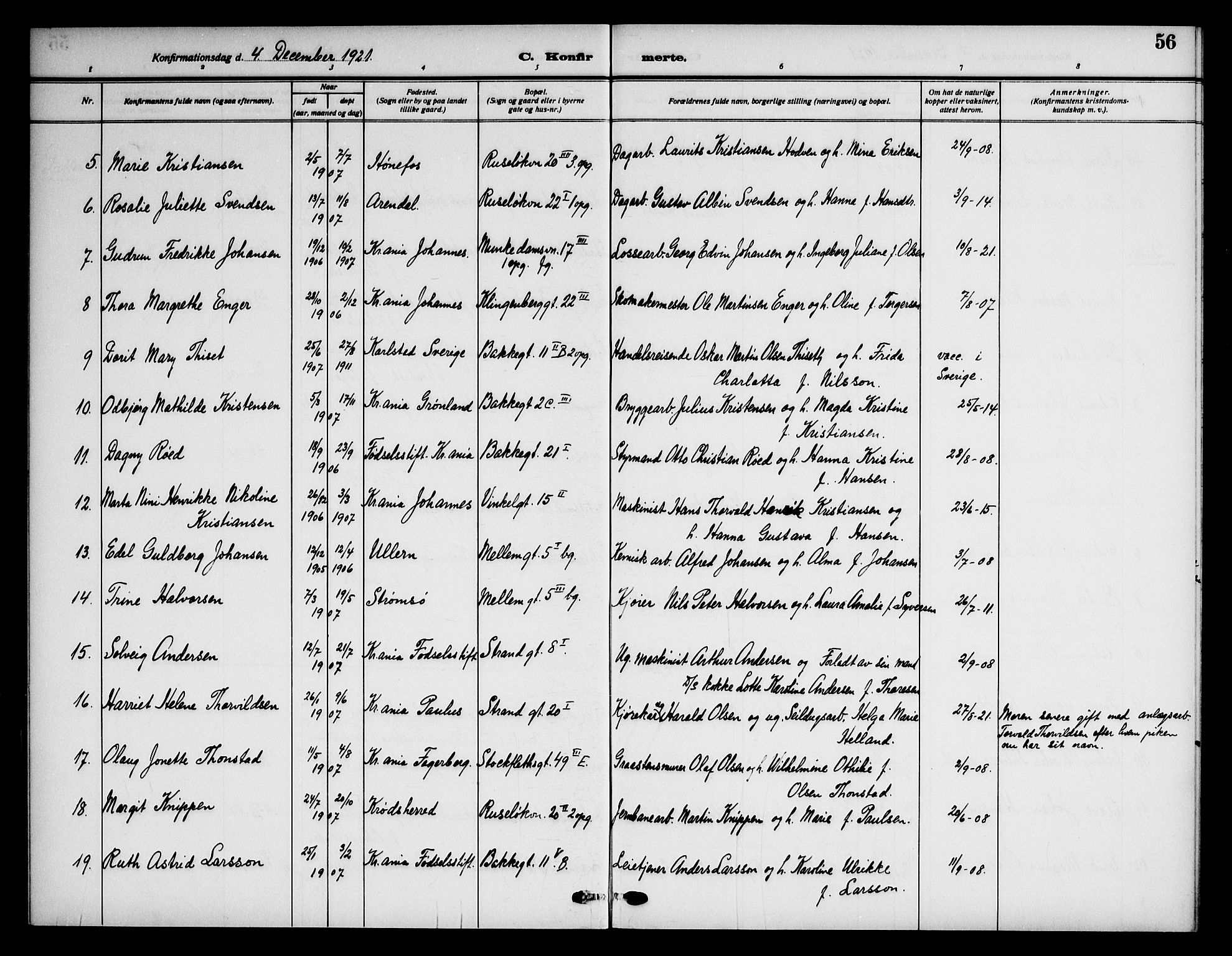 Piperviken prestekontor Kirkebøker, AV/SAO-A-10874/F/L0001: Parish register (official) no. 1, 1911-1958, p. 56