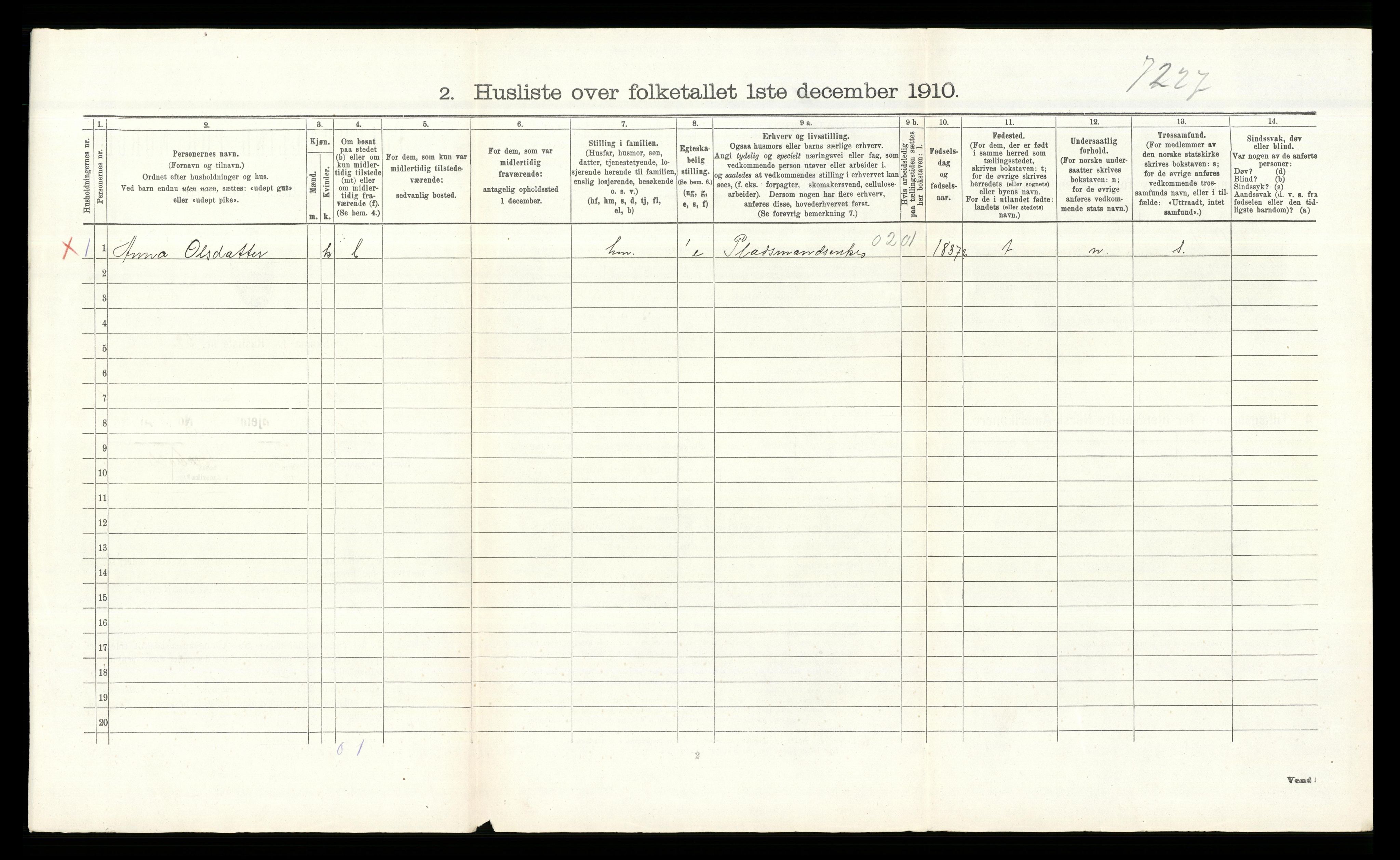 RA, 1910 census for Gol, 1910, p. 373