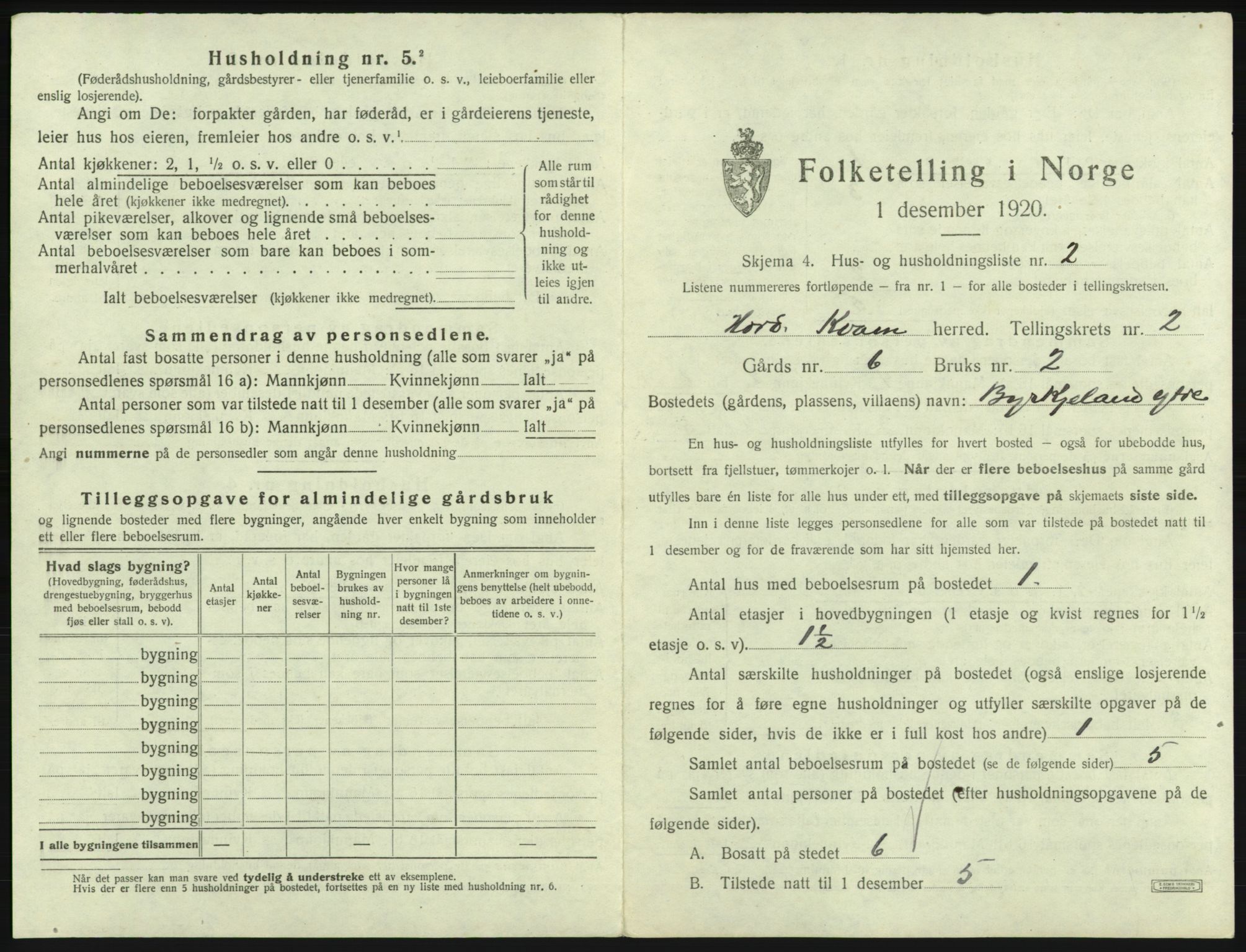 SAB, 1920 census for Kvam, 1920, p. 135