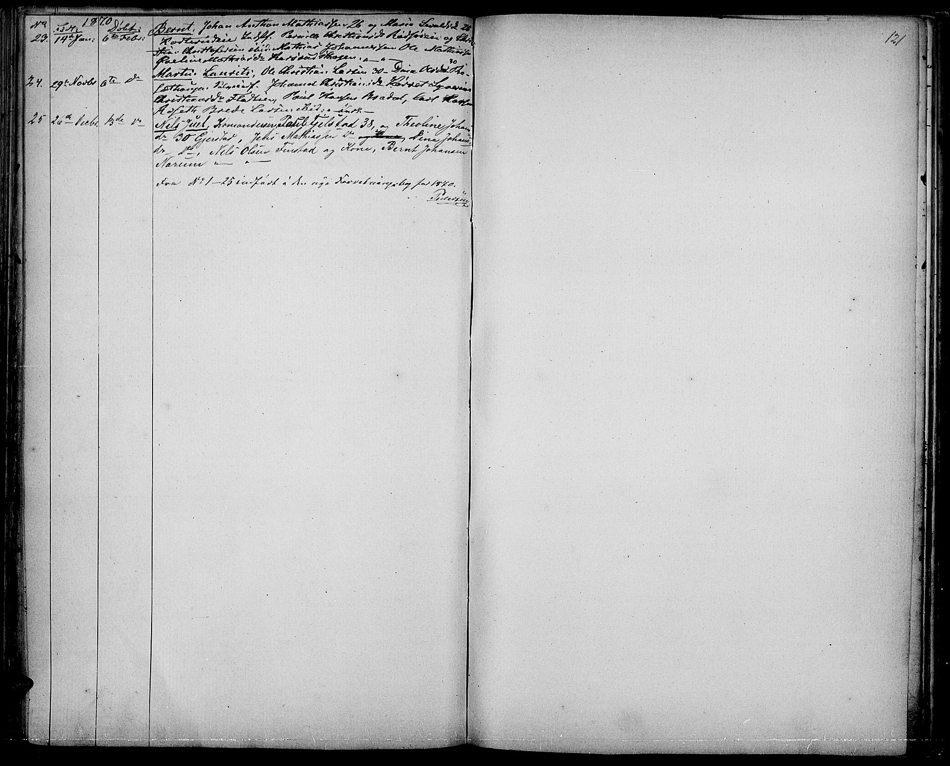 Vestre Toten prestekontor, AV/SAH-PREST-108/H/Ha/Hab/L0005: Parish register (copy) no. 5, 1854-1870, p. 121